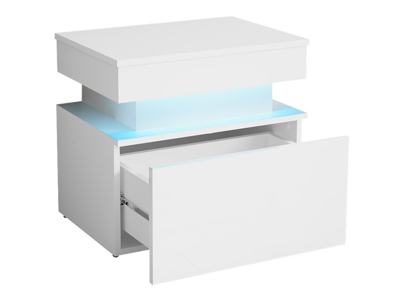 Nachttisch Monfero (Weiß + Weiß glänzend)