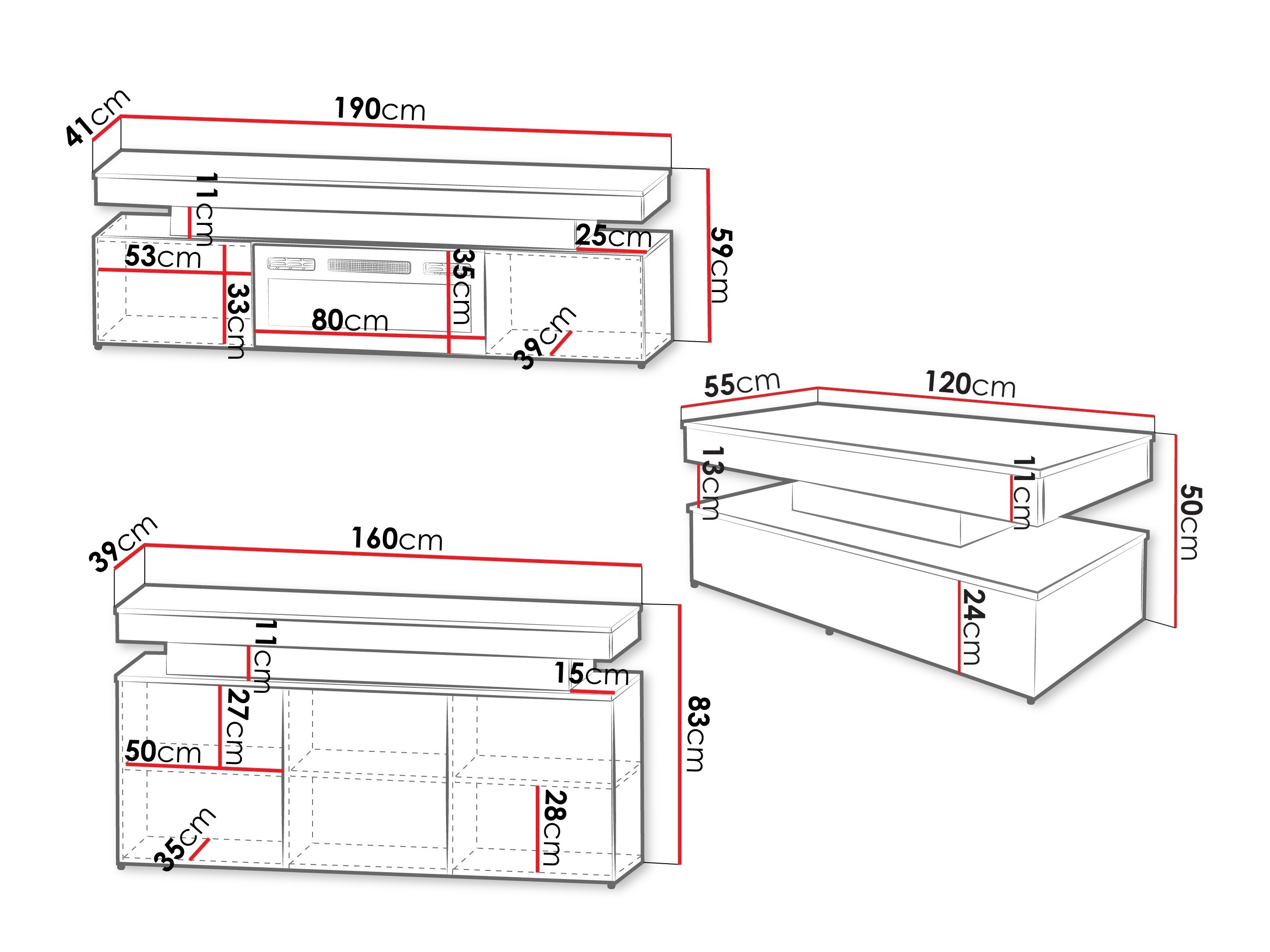 Wohnzimmer-Sets Monfero I (Hellbraun)