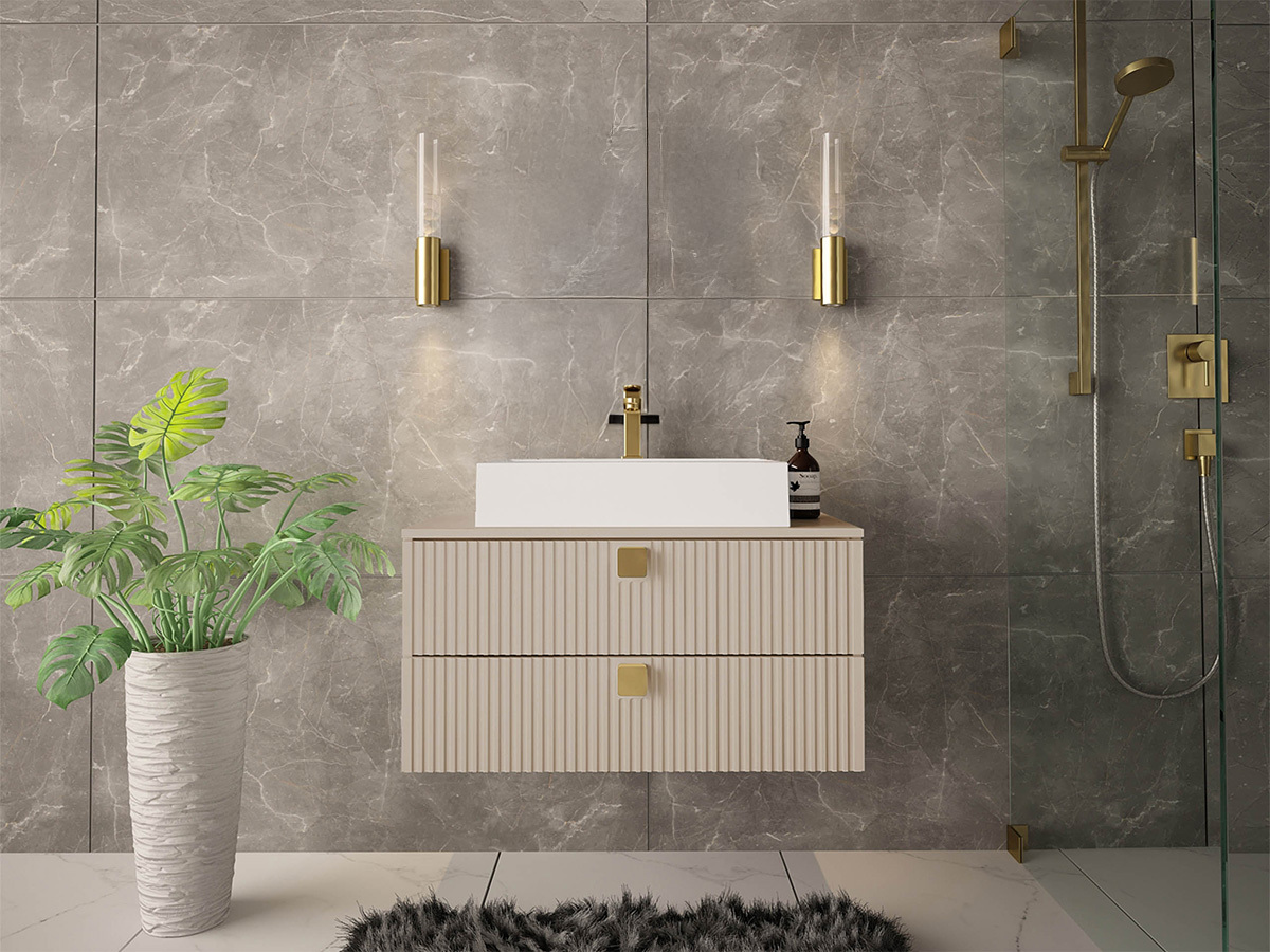 Hängeschrank für Waschbecken Orlvera 102 (Hellbraun)