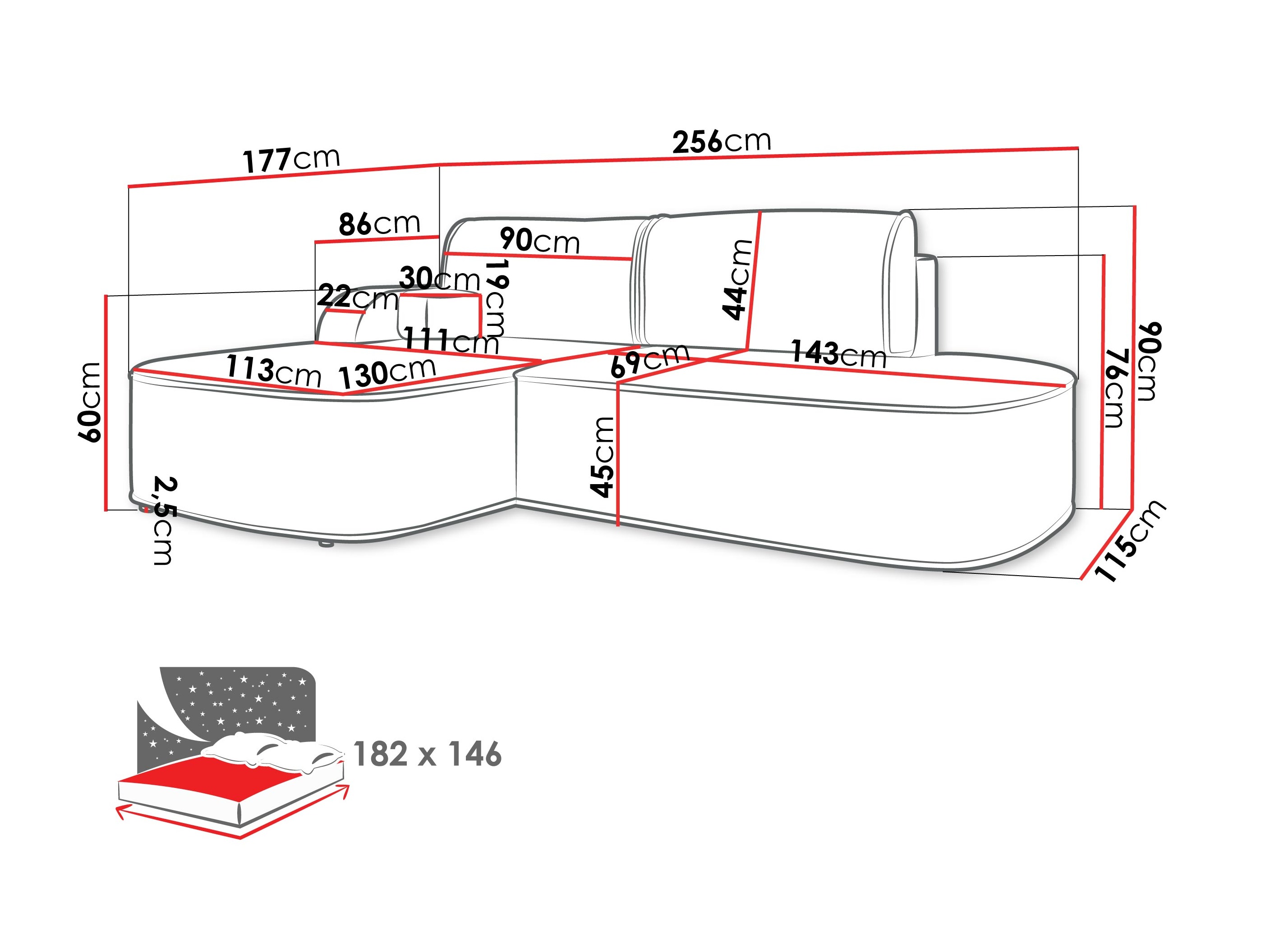 Ecksofa Comfivo Sensus (Coral 65)