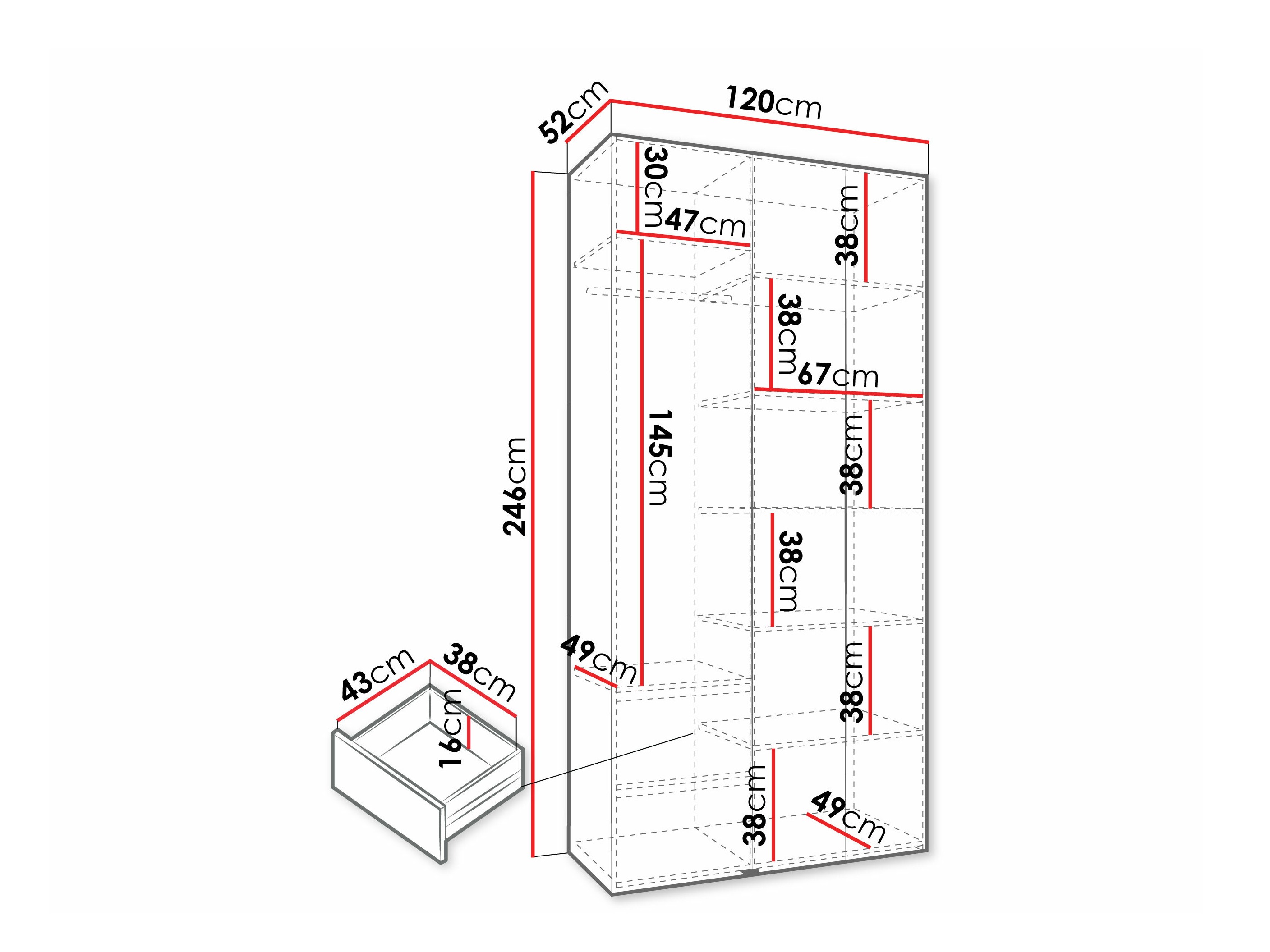 Kleiderschrank Hartford 573 (Weiß)