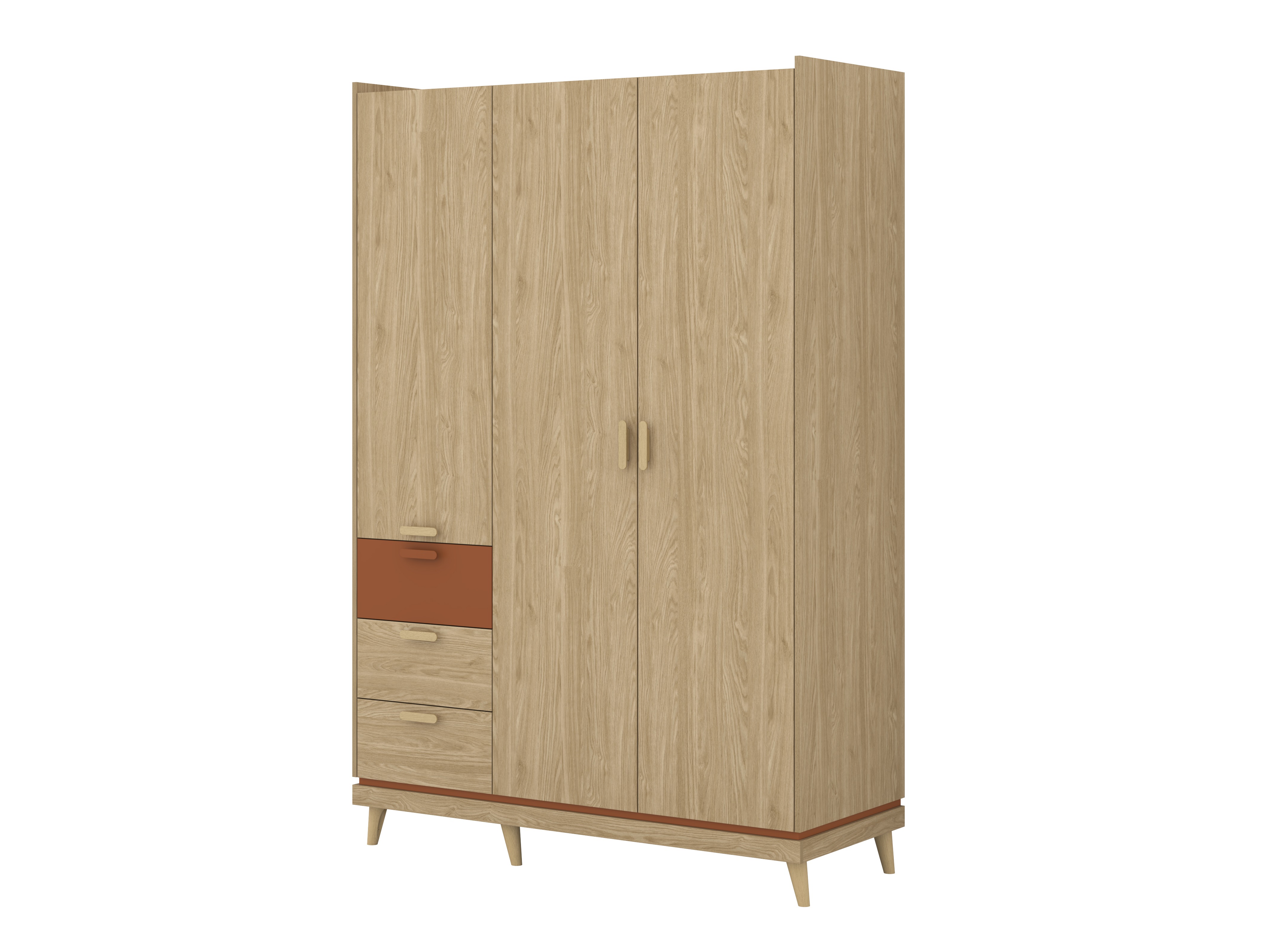 Kleiderschrank Fertalu 100 (Eichenholzoptik + Orange)