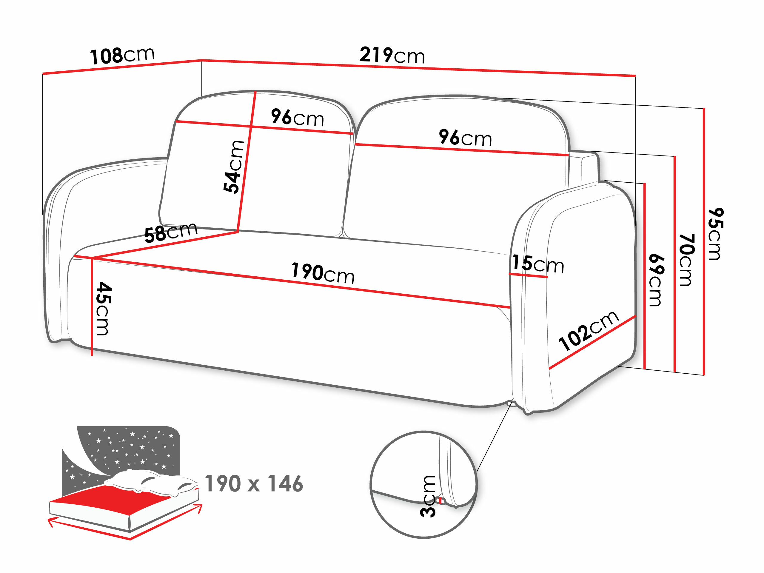 Schlafsofa ComfiDream Lumena (Cremona 52)