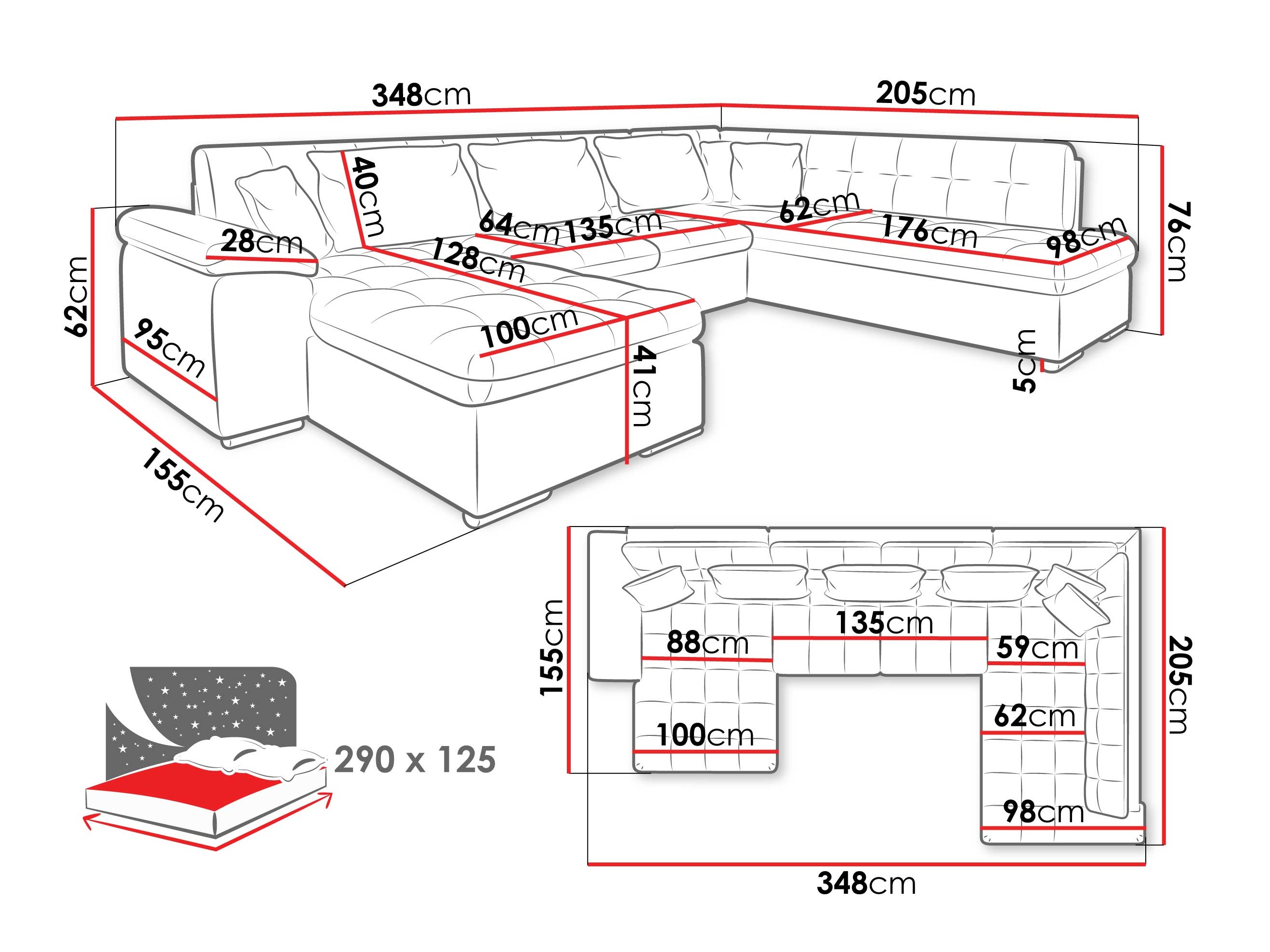 Ecksofa Comfivo Gemma V (Maya 09 + Corbett 78)