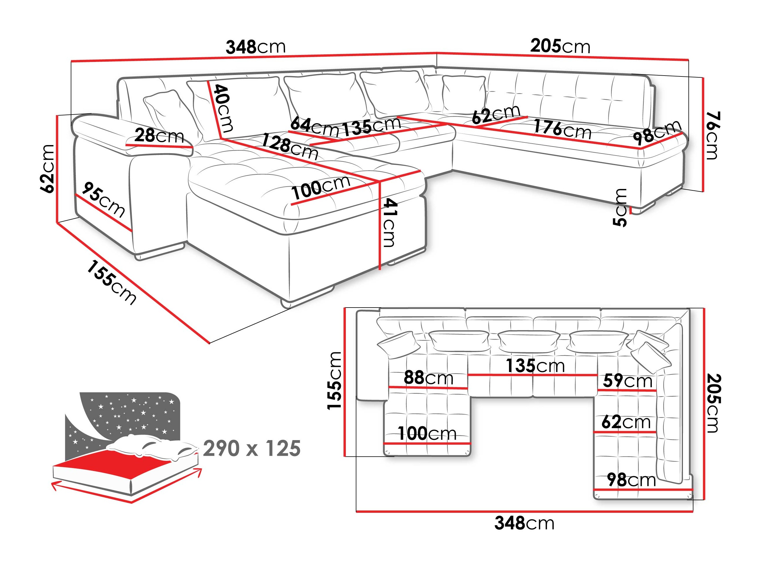 Ecksofa Comfivo Gemma V (Maya 09 + Corbett 78)