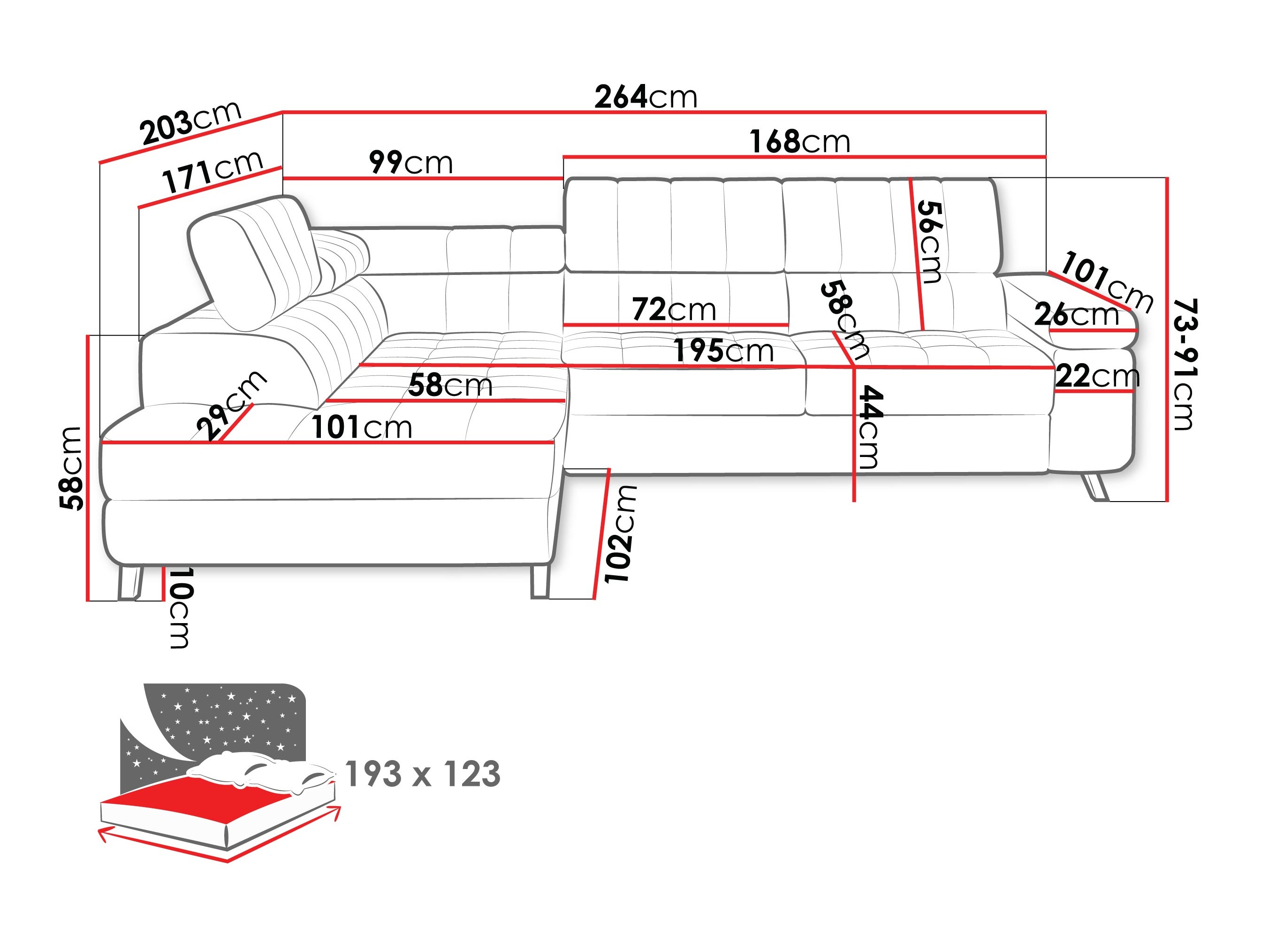 Ecksofa Comfivo Agnus (Piano 26)