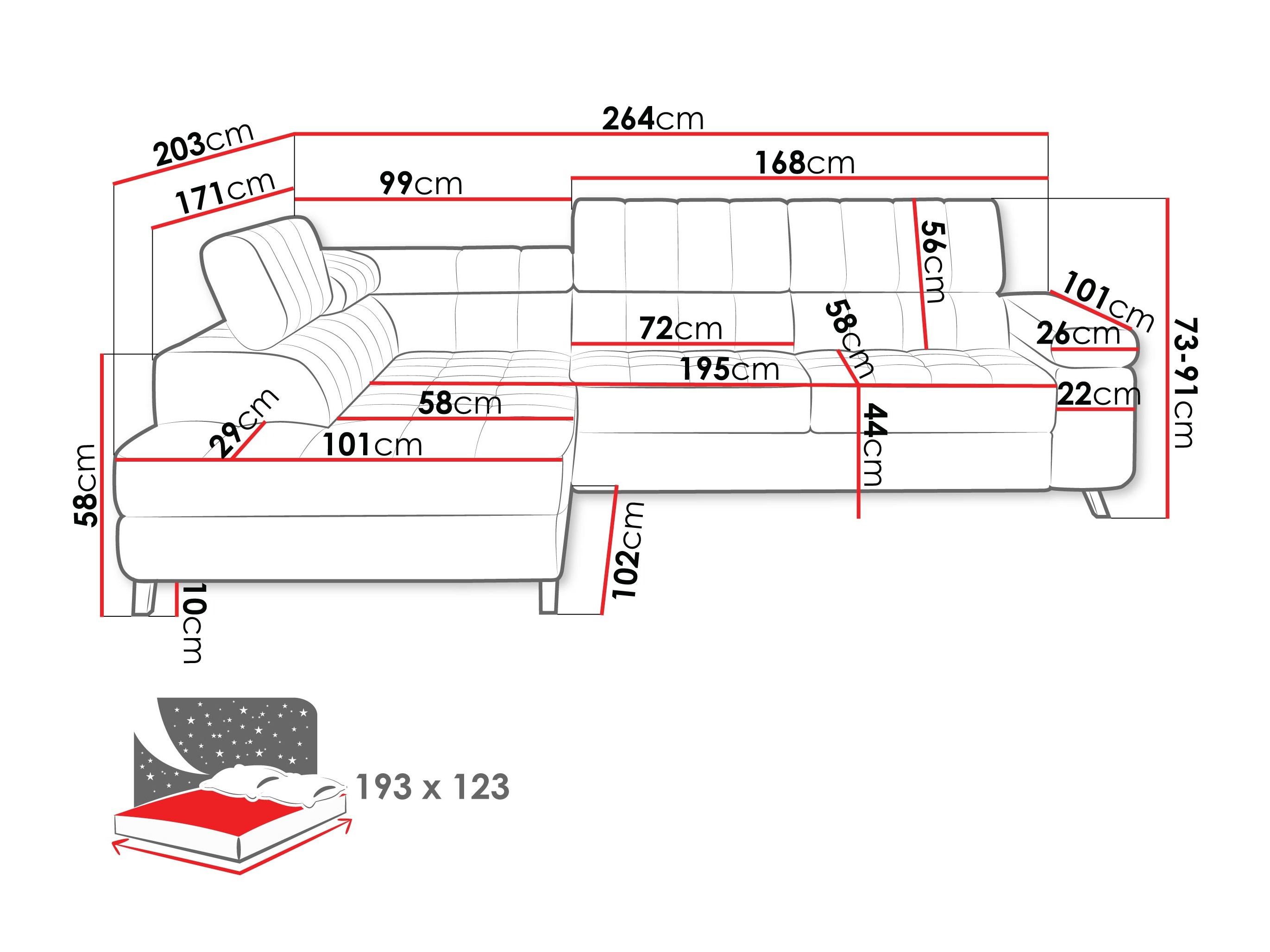 Ecksofa Comfivo Agnus (Piano 26)