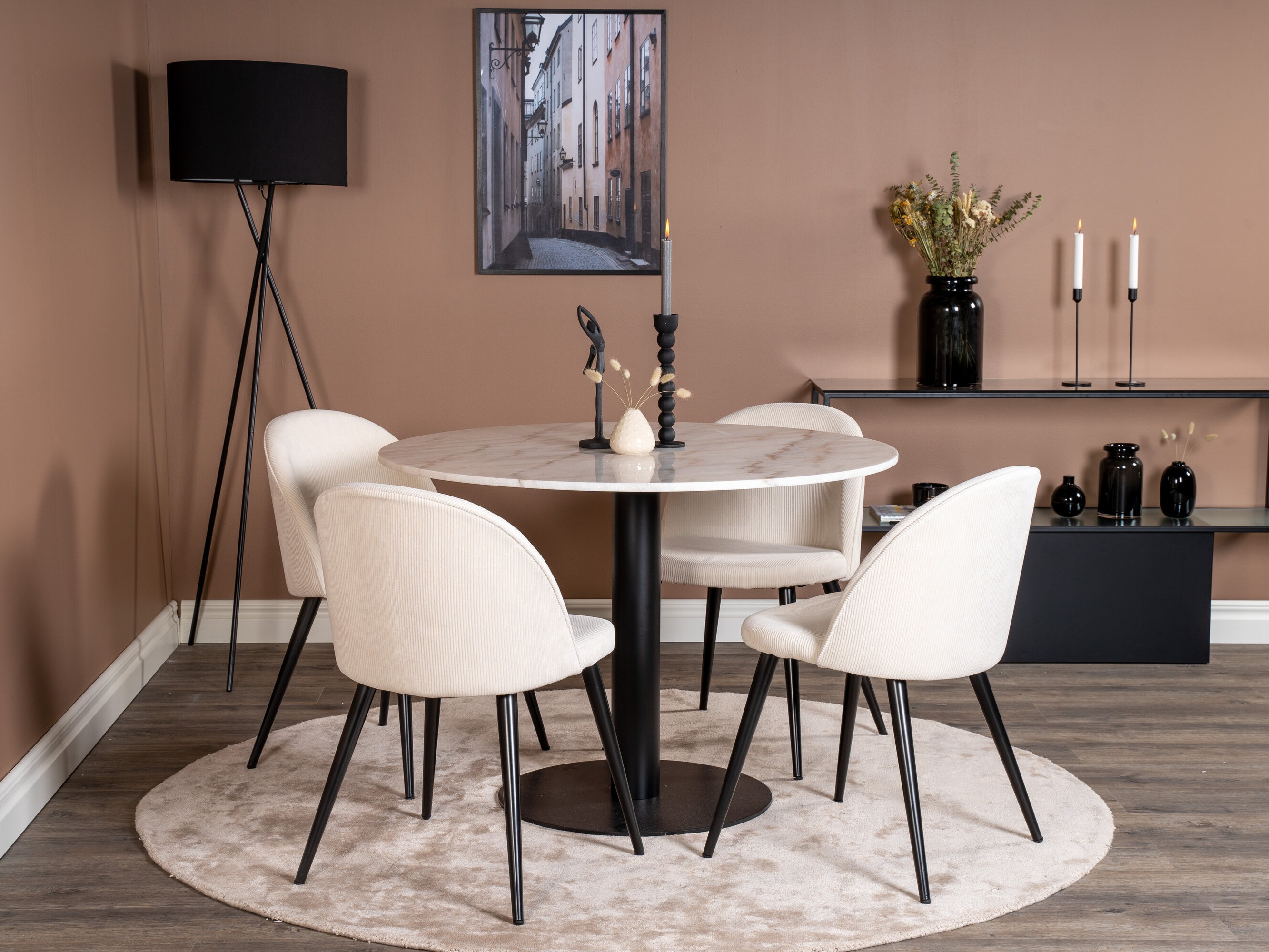 Essgruppe Dallas 1297 (Beige + Schwarz)
