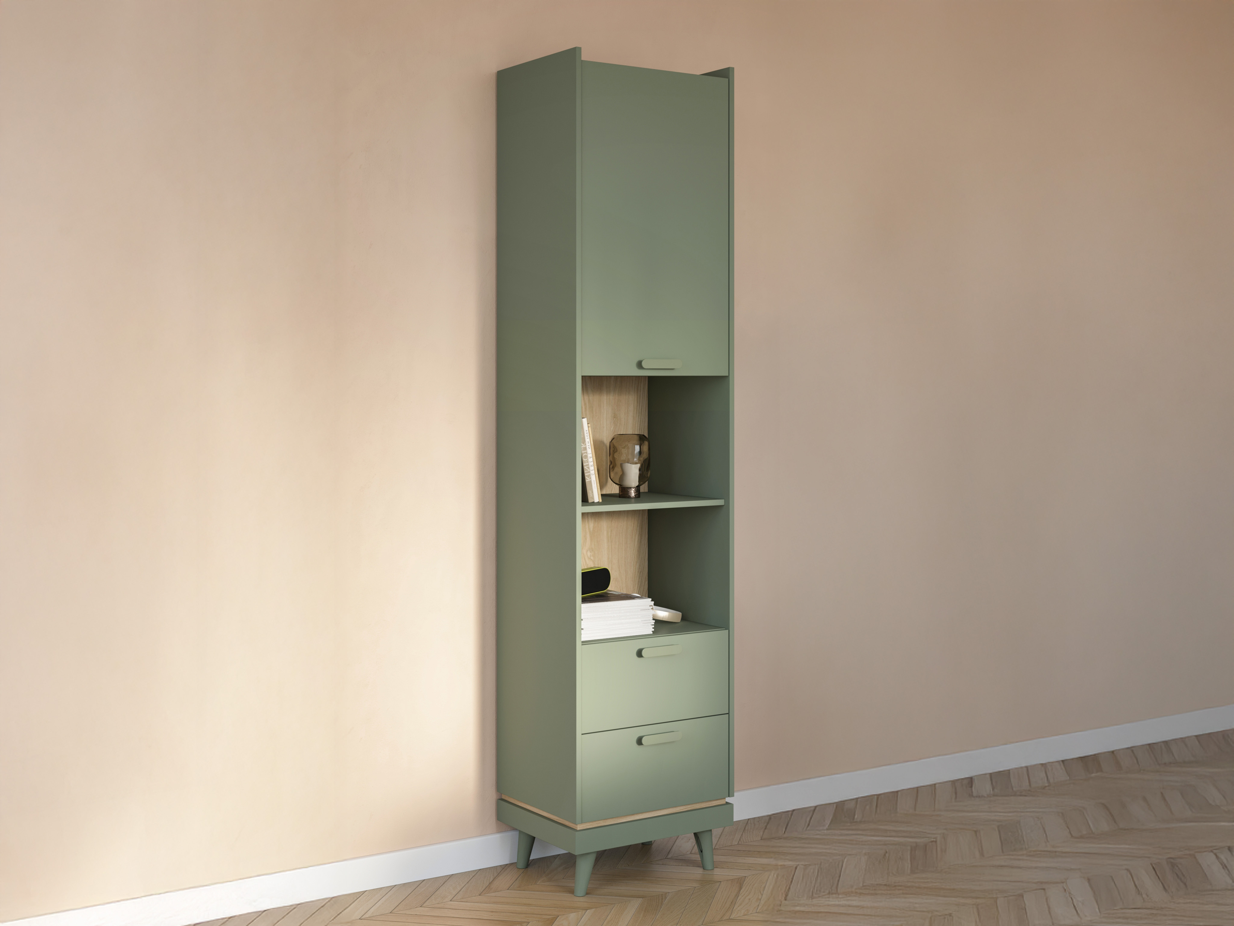 Regal Fertalu 106 (Grün + Eichenholzoptik)