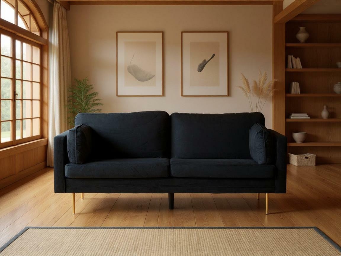 Sofa Dallas 101 (Schwarz + Gold)