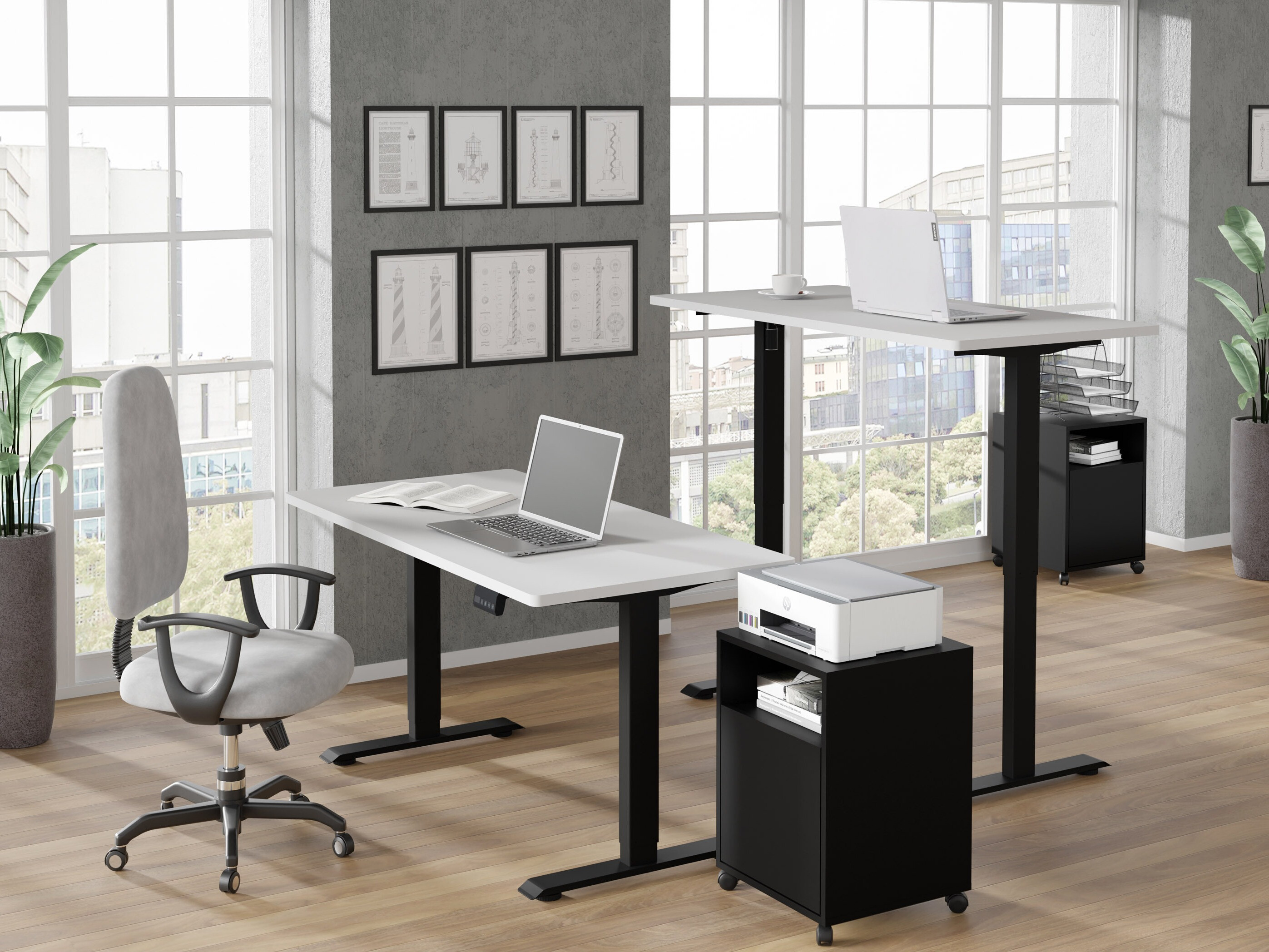 Höhenverstellbarer Schreibtisch Buffalo 184 (Schwarz)