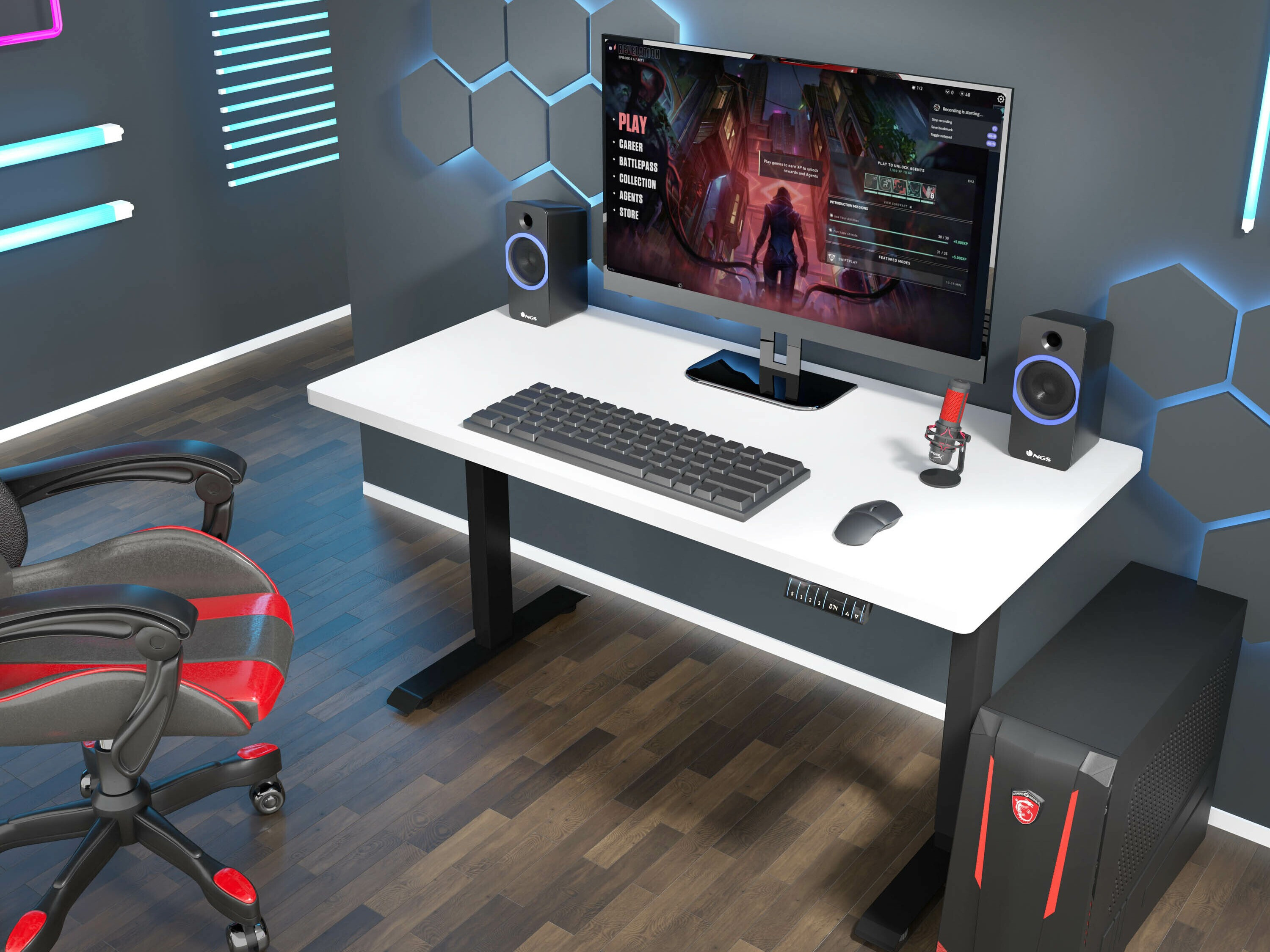 Höhenverstellbarer Schreibtisch Buffalo 184 (Schwarz)