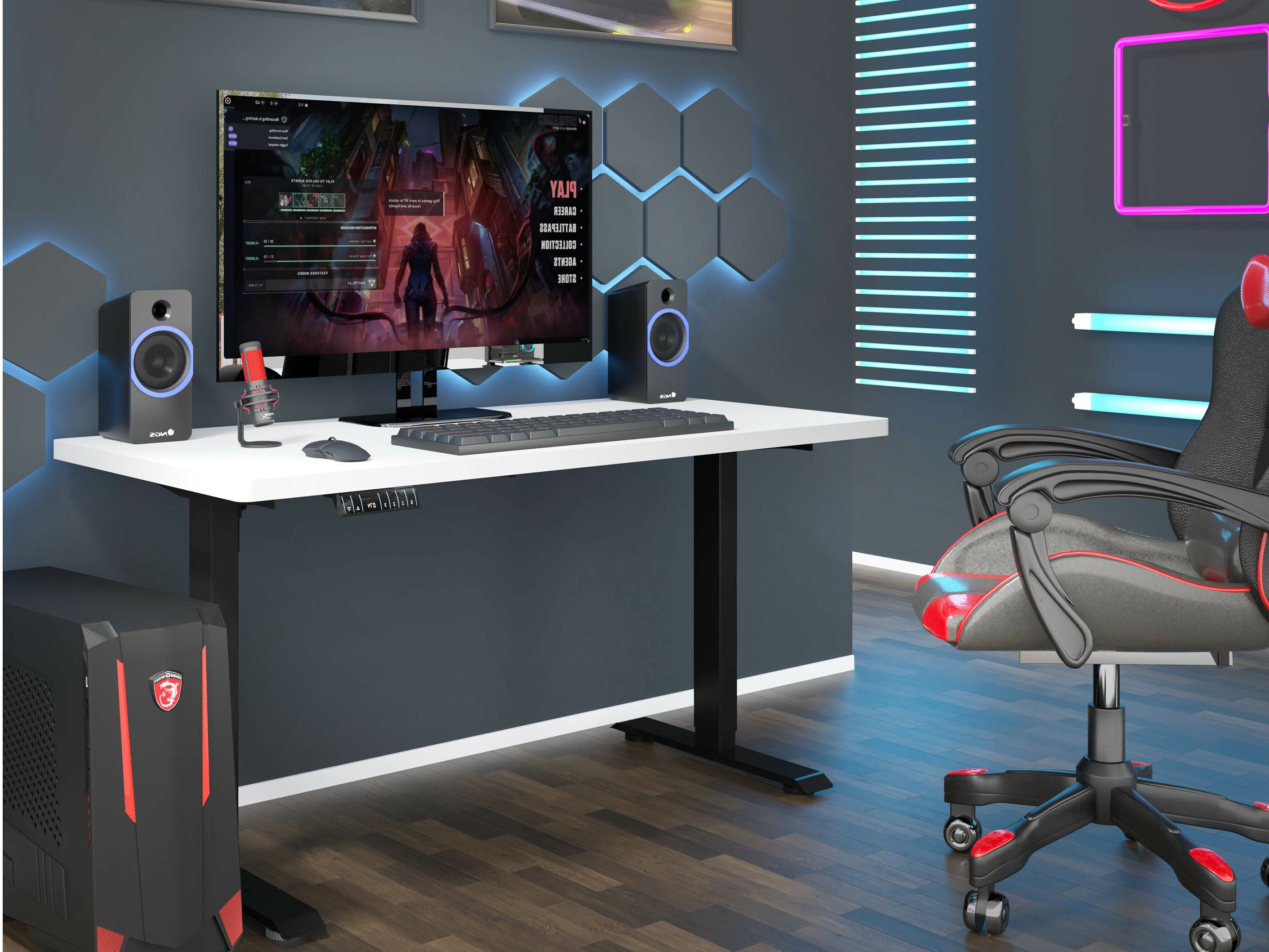 Höhenverstellbarer Schreibtisch Buffalo 184 (Schwarz)