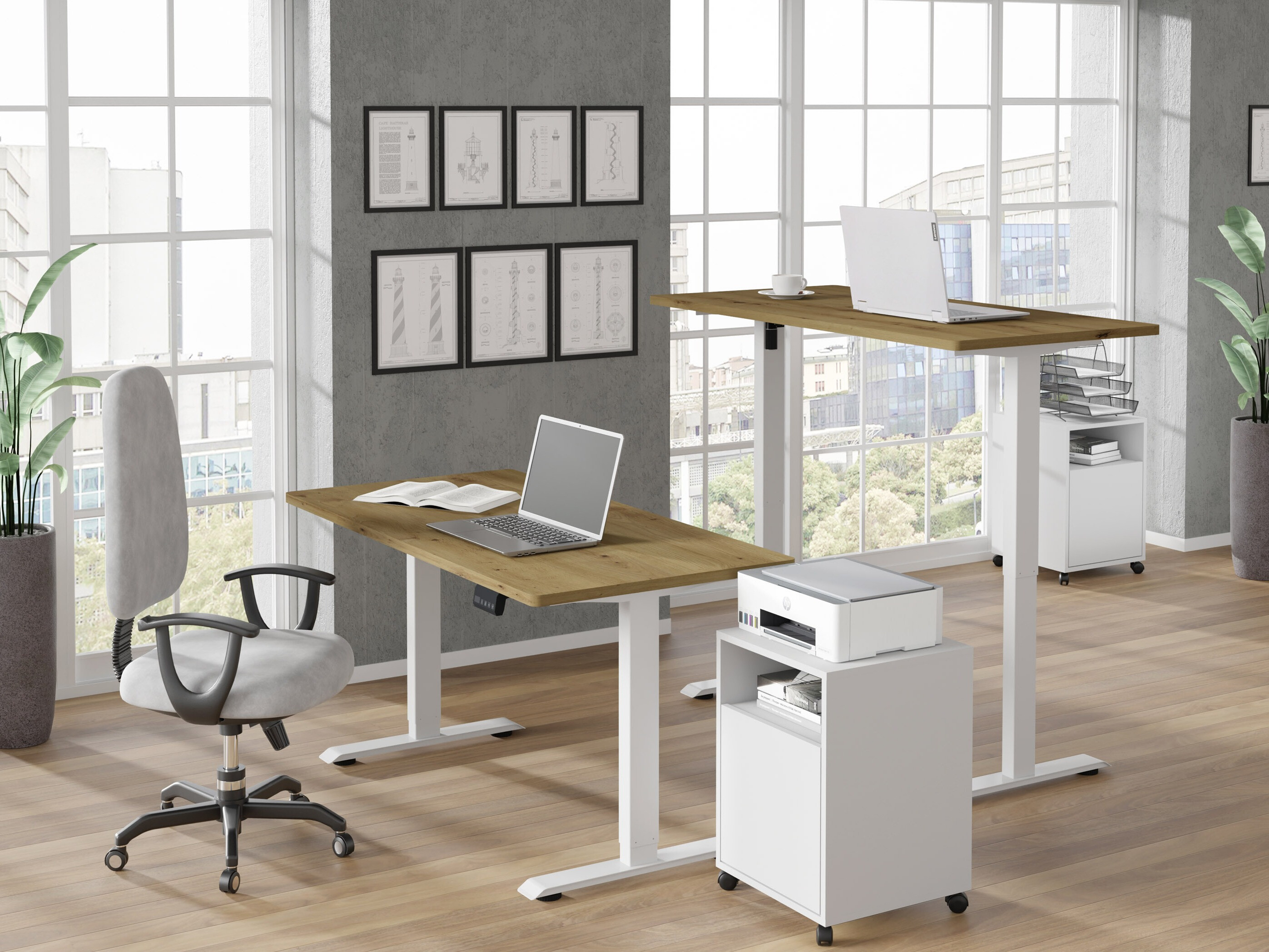 Höhenverstellbarer Schreibtisch Buffalo 184 (Weiß)