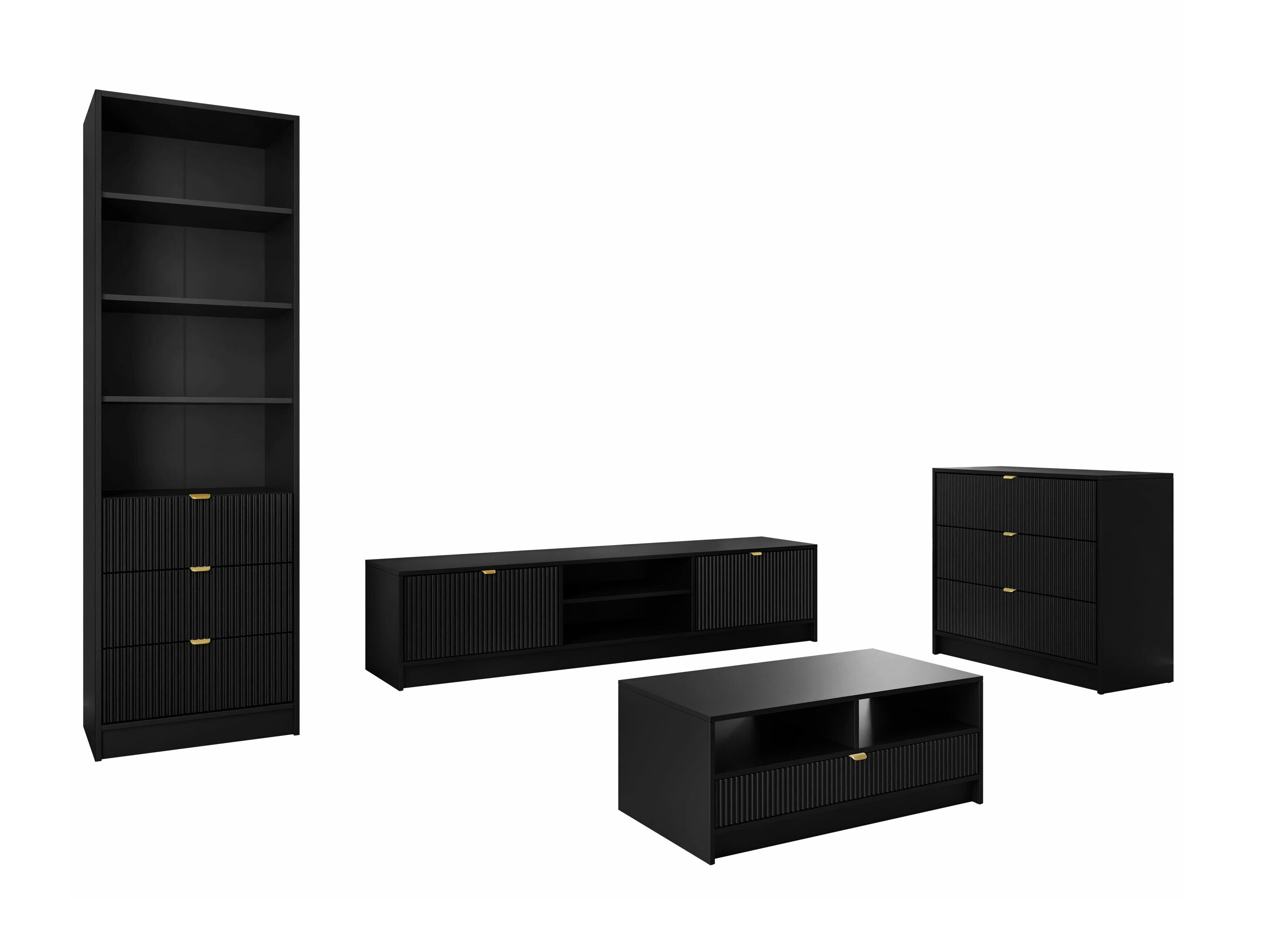 Wohnzimmer-Sets Comfivo Larmire 118 (Schwarz)