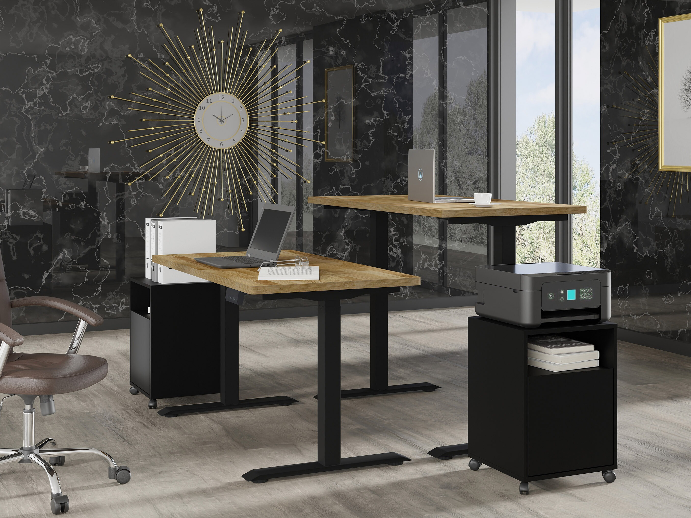 Höhenverstellbarer Schreibtisch Buffalo 199 (Schwarz)