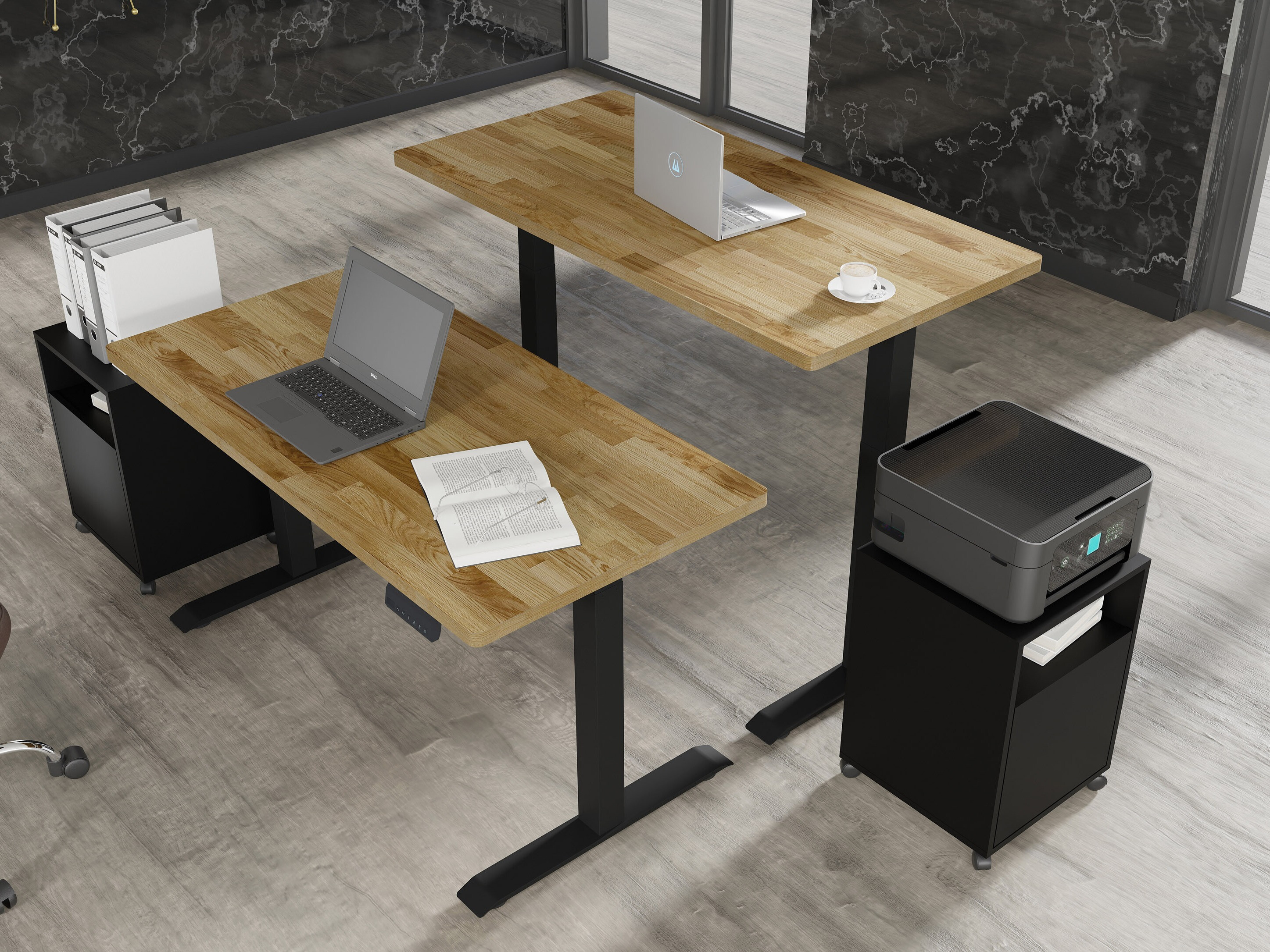 Höhenverstellbarer Schreibtisch Buffalo 199 (Schwarz)