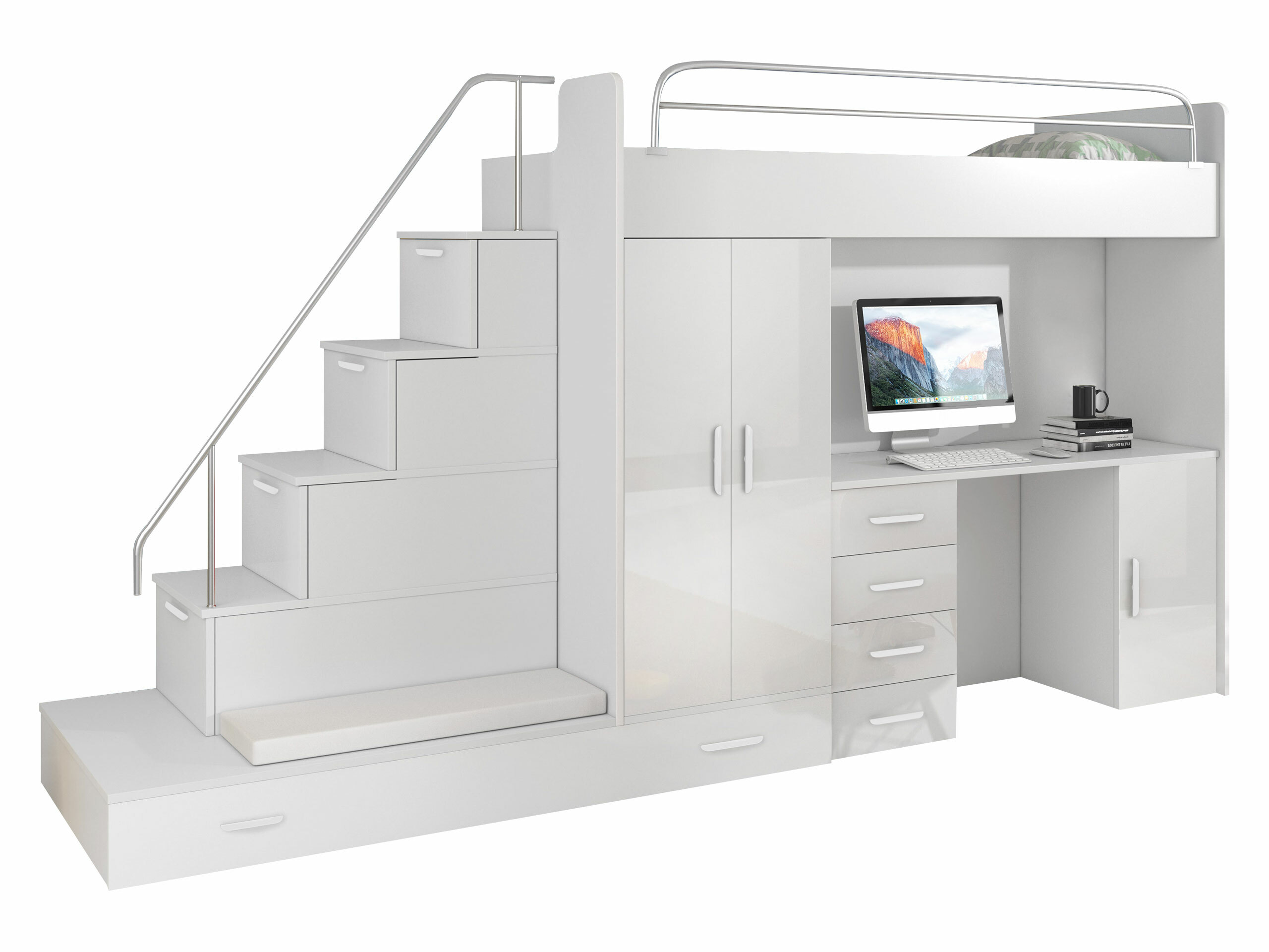 Kinderzimmer-Set Campus I (Weiß + Weiß glänzend)