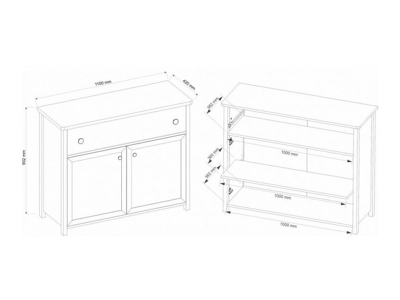Kommoden Romelbo 150 (Beige + Eichenholzoptik)
