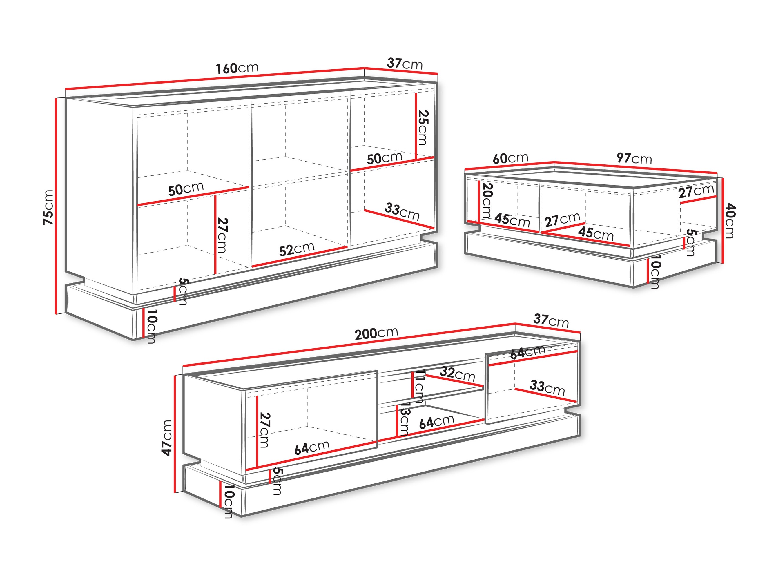 Wohnzimmer-Sets Comfivo Tilia (Schwarz + Eichenholzoptik)