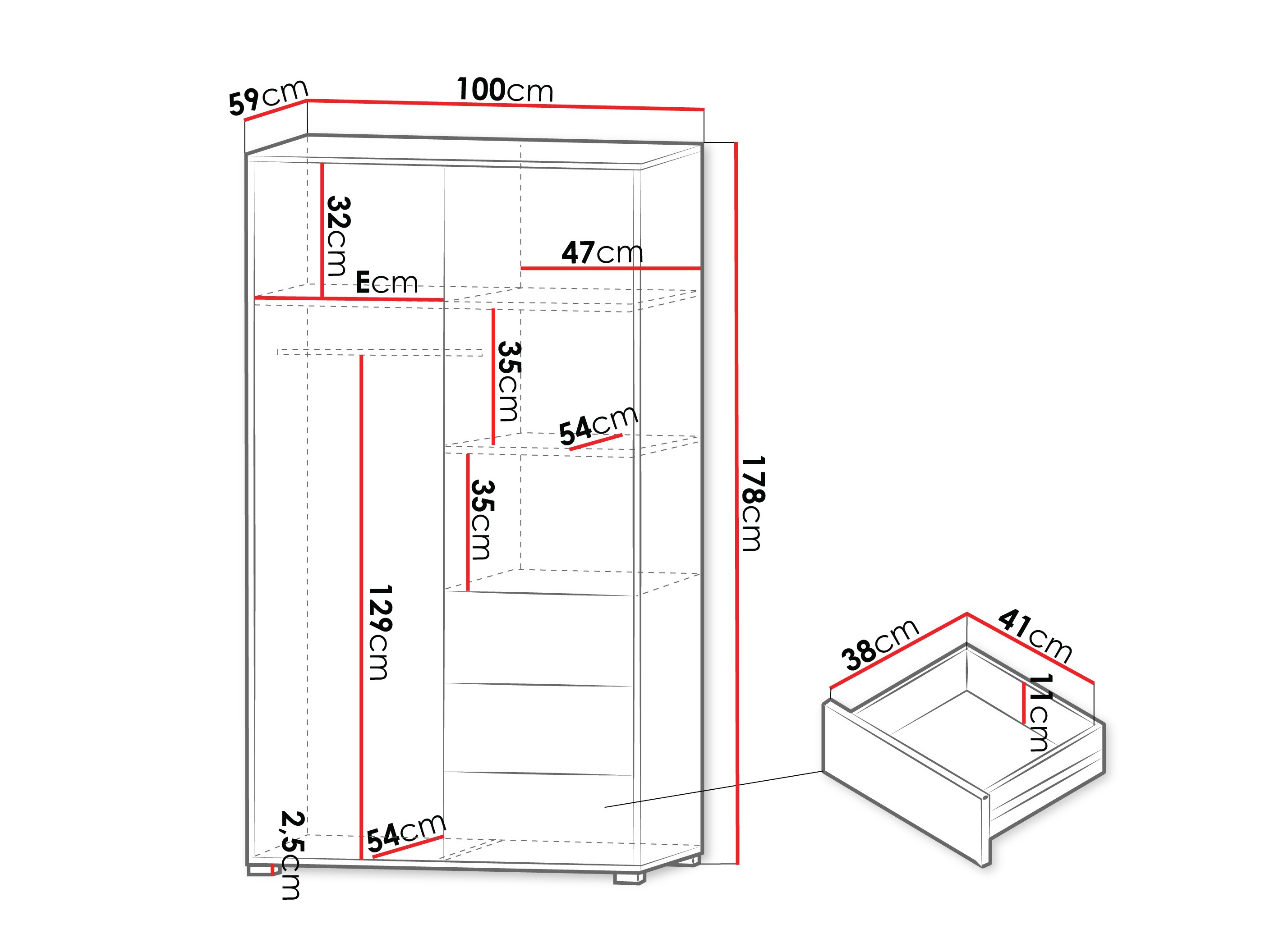 Kleiderschrank Comfivo Tutela (Weiß)