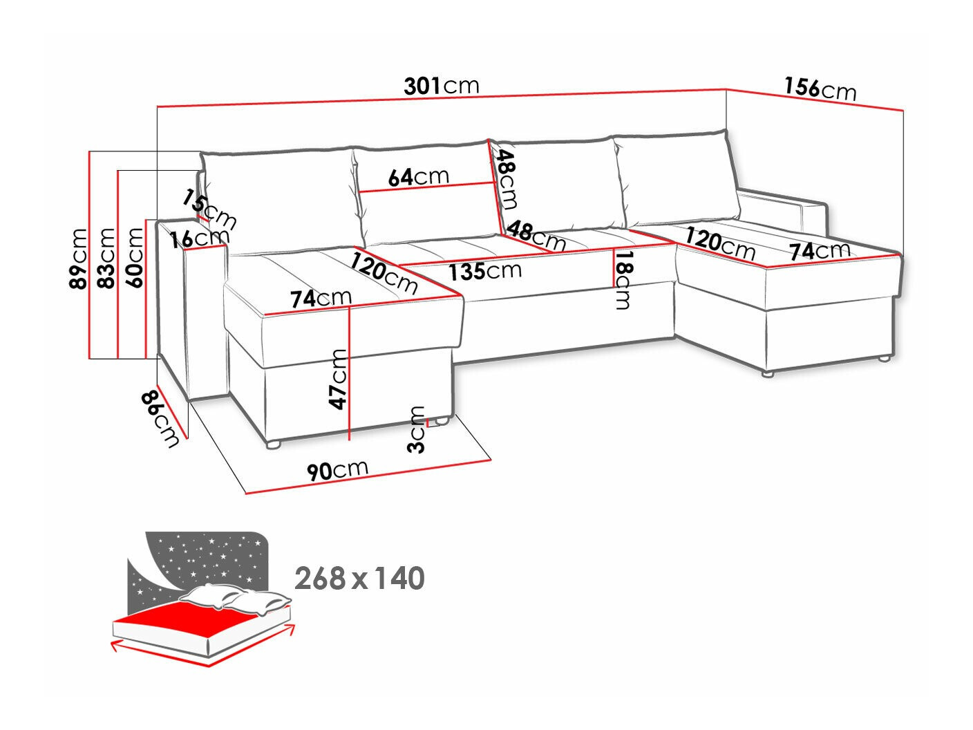 Ecksofa Providence 143 (Montana 101 + MDL 5)