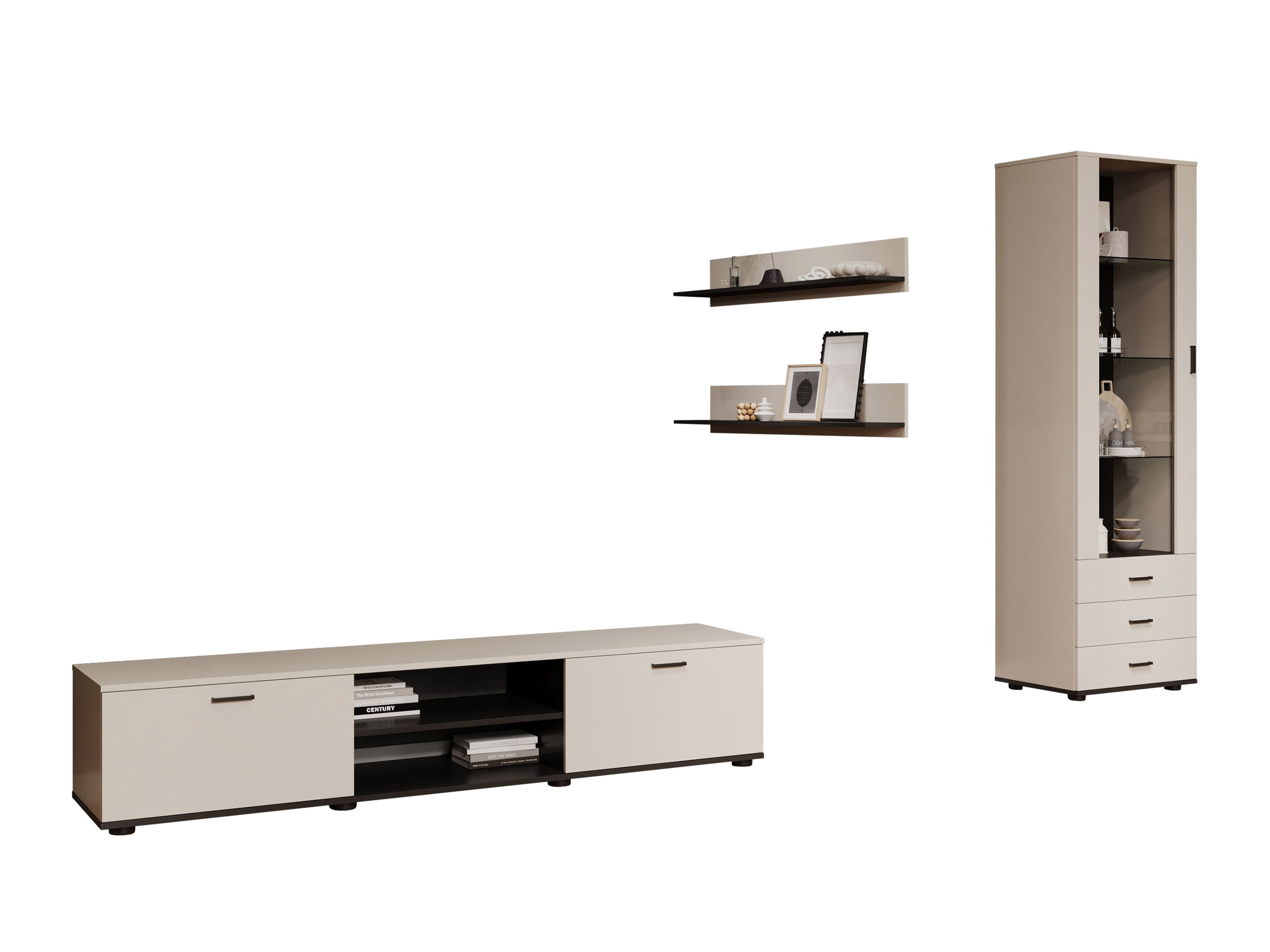 Wohnzimmer-Sets Tornola 107 (Kaschmir + Schwarz)