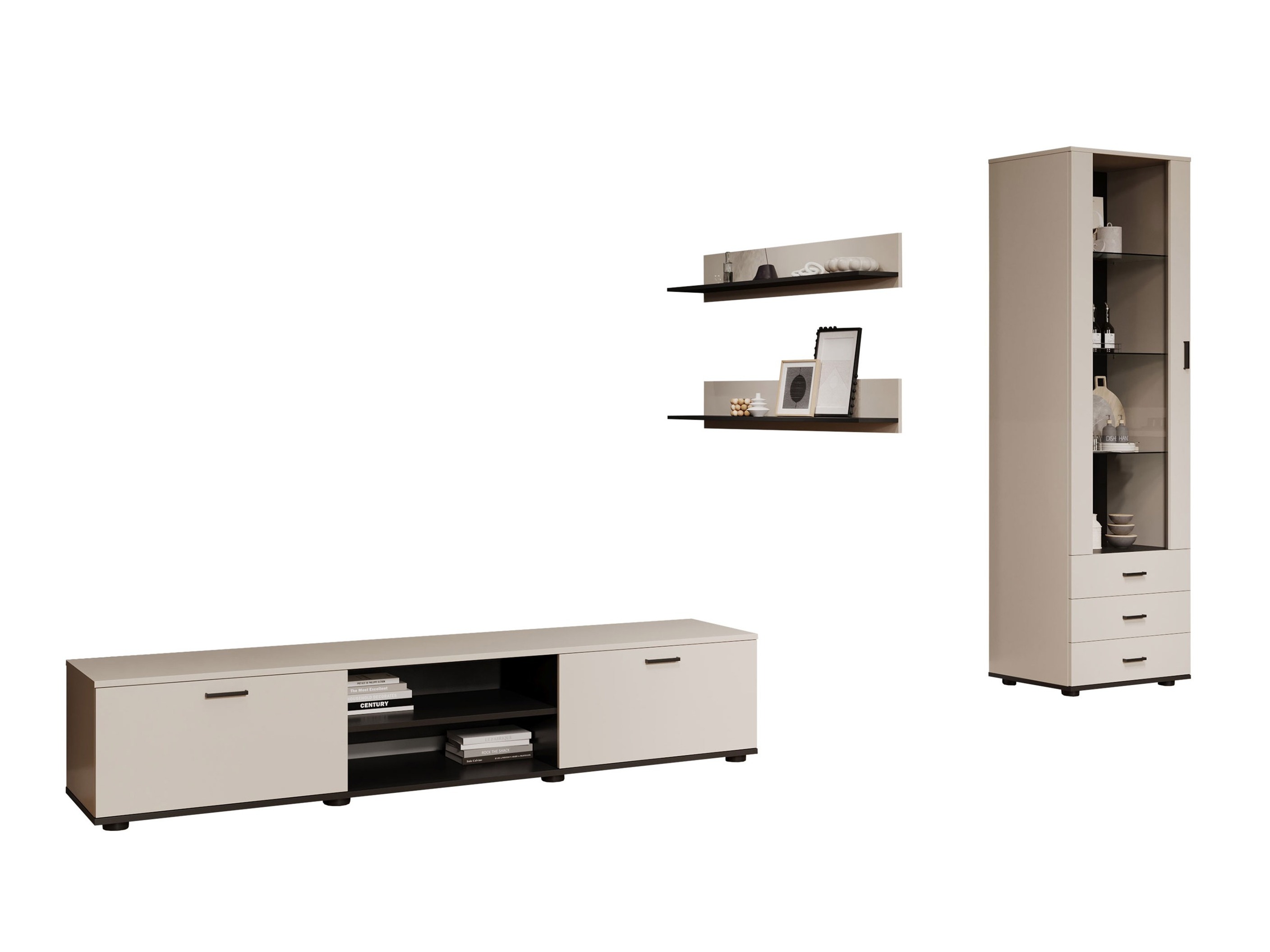 Wohnzimmer-Sets Tornola 107 (Kaschmir + Schwarz)