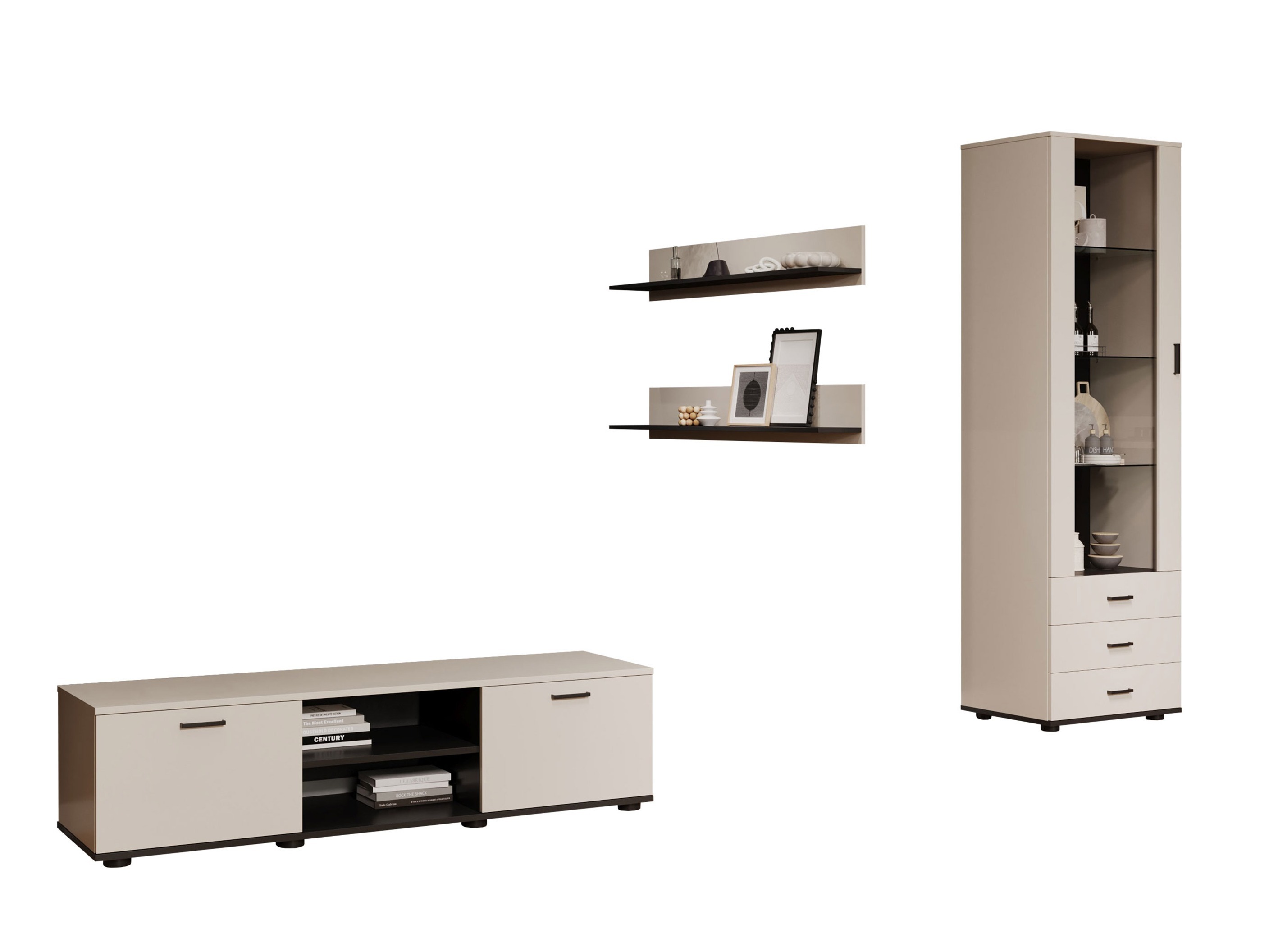 Wohnzimmer-Sets Tornola 110 (Kaschmir + Schwarz)