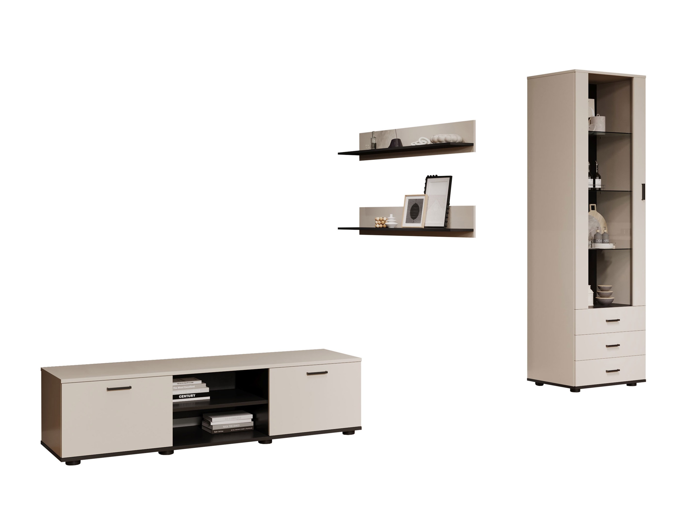 Wohnzimmer-Sets Tornola 110 (Kaschmir + Schwarz)