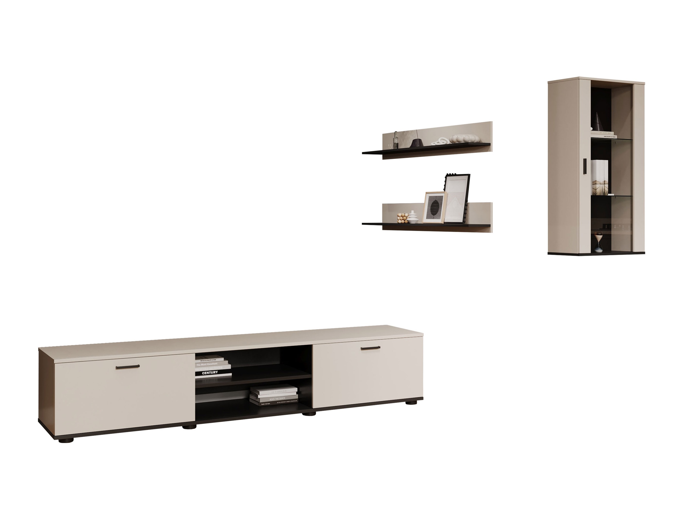 Wohnzimmer-Sets Tornola 113 (Kaschmir + Schwarz)