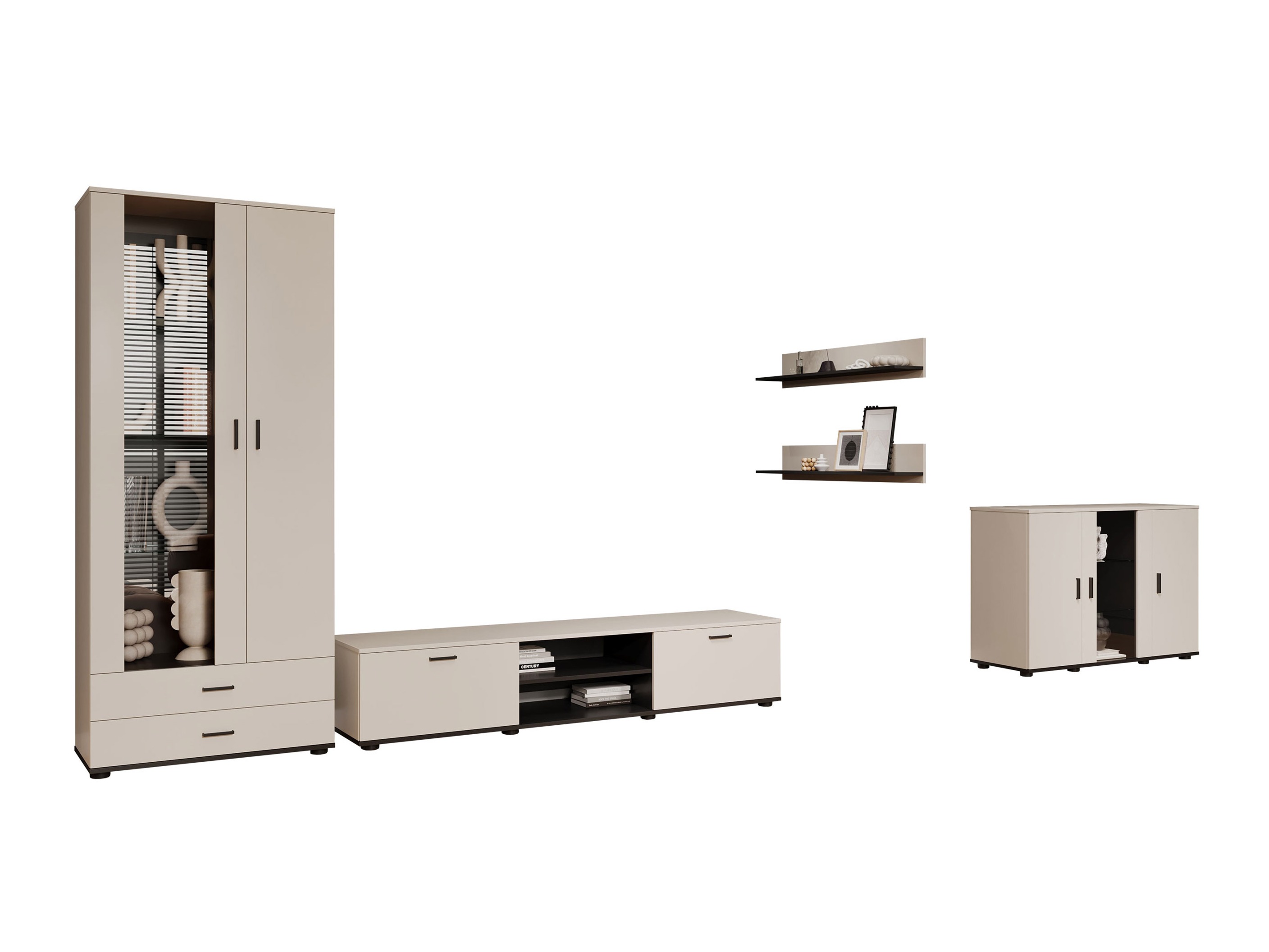 Wohnzimmer-Sets Tornola 116 (Kaschmir + Schwarz)