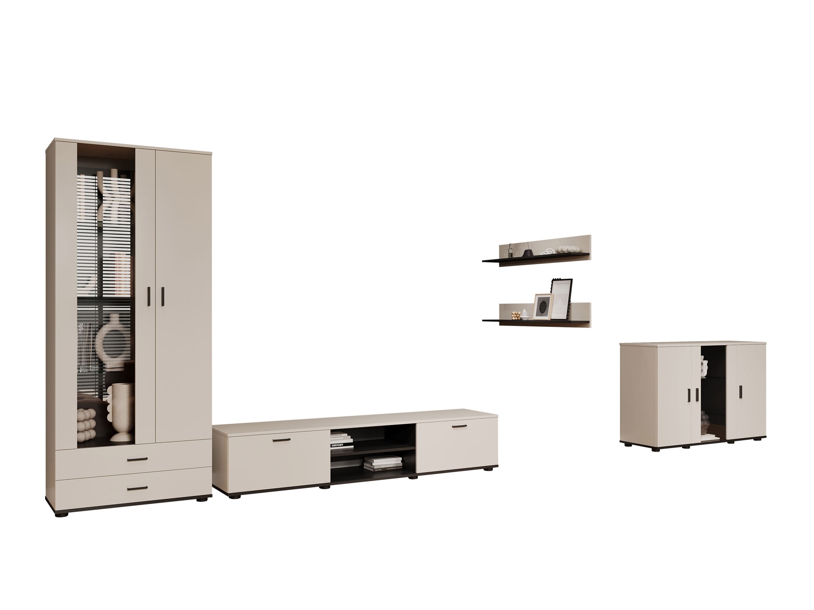 Wohnzimmer-Sets Tornola 116 (Kaschmir + Schwarz)