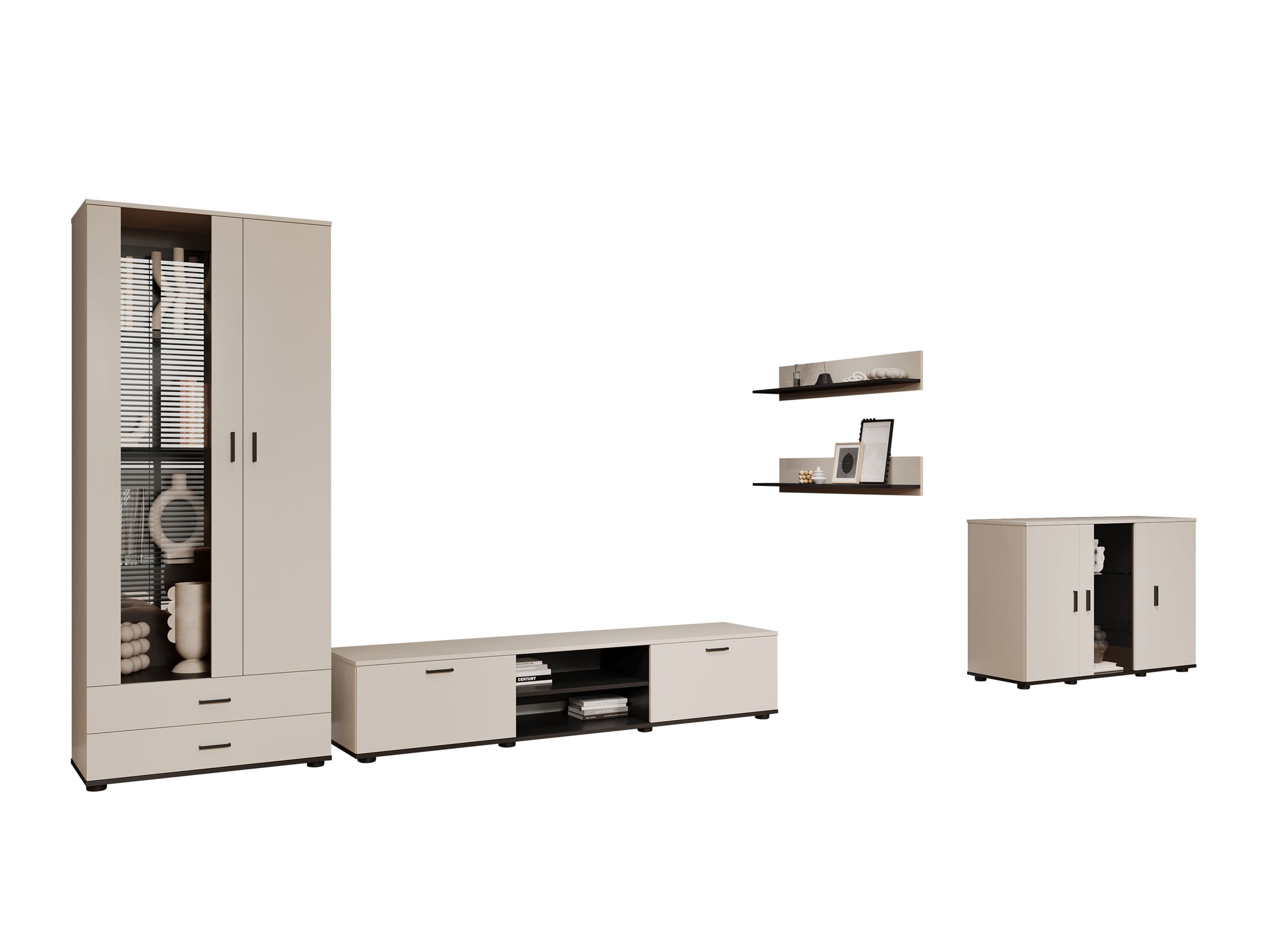 Wohnzimmer-Sets Tornola 116 (Kaschmir + Schwarz)