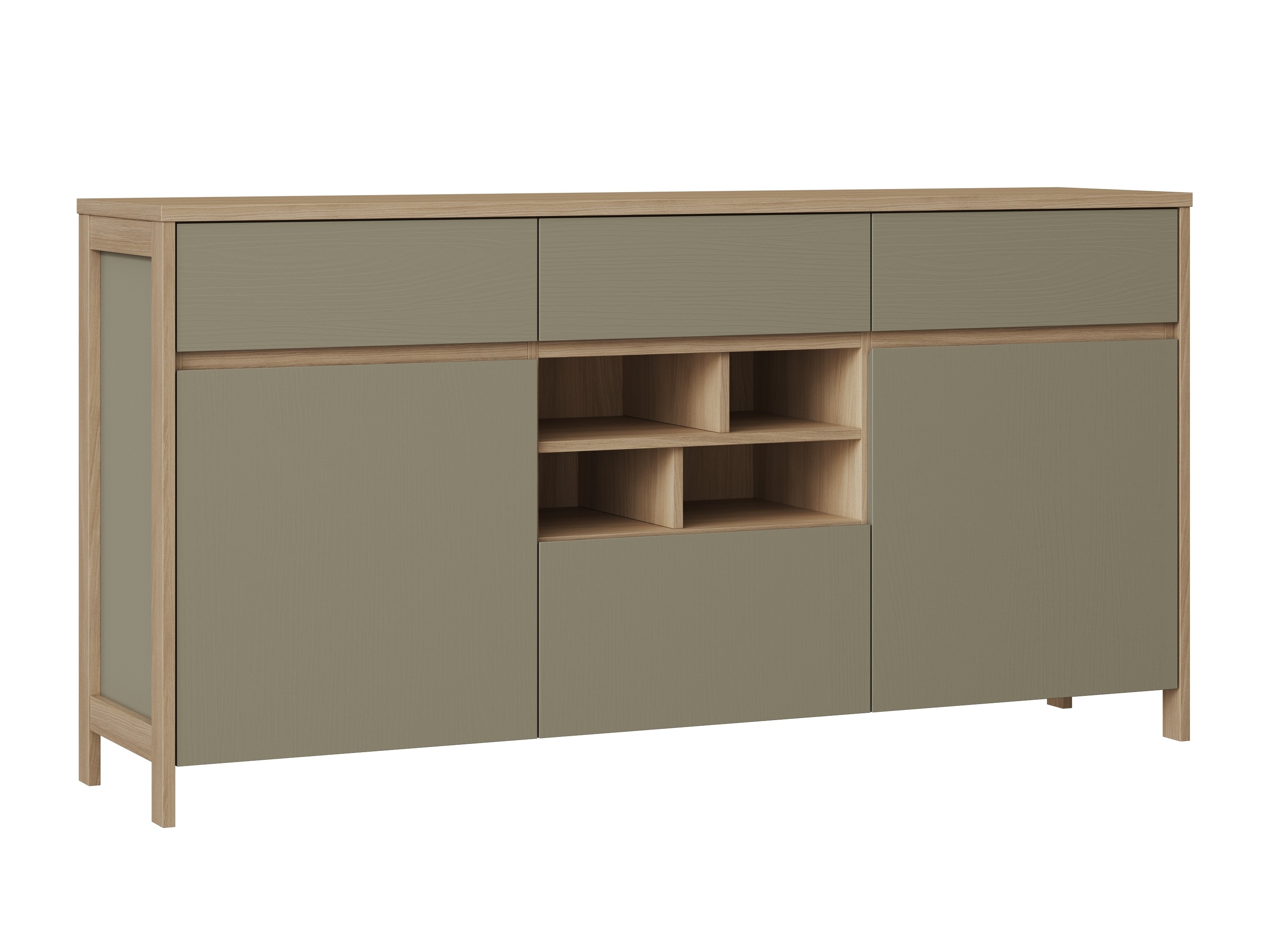 Kommoden Fermaru 104 (Staubiges Grün + Eichenholzoptik)