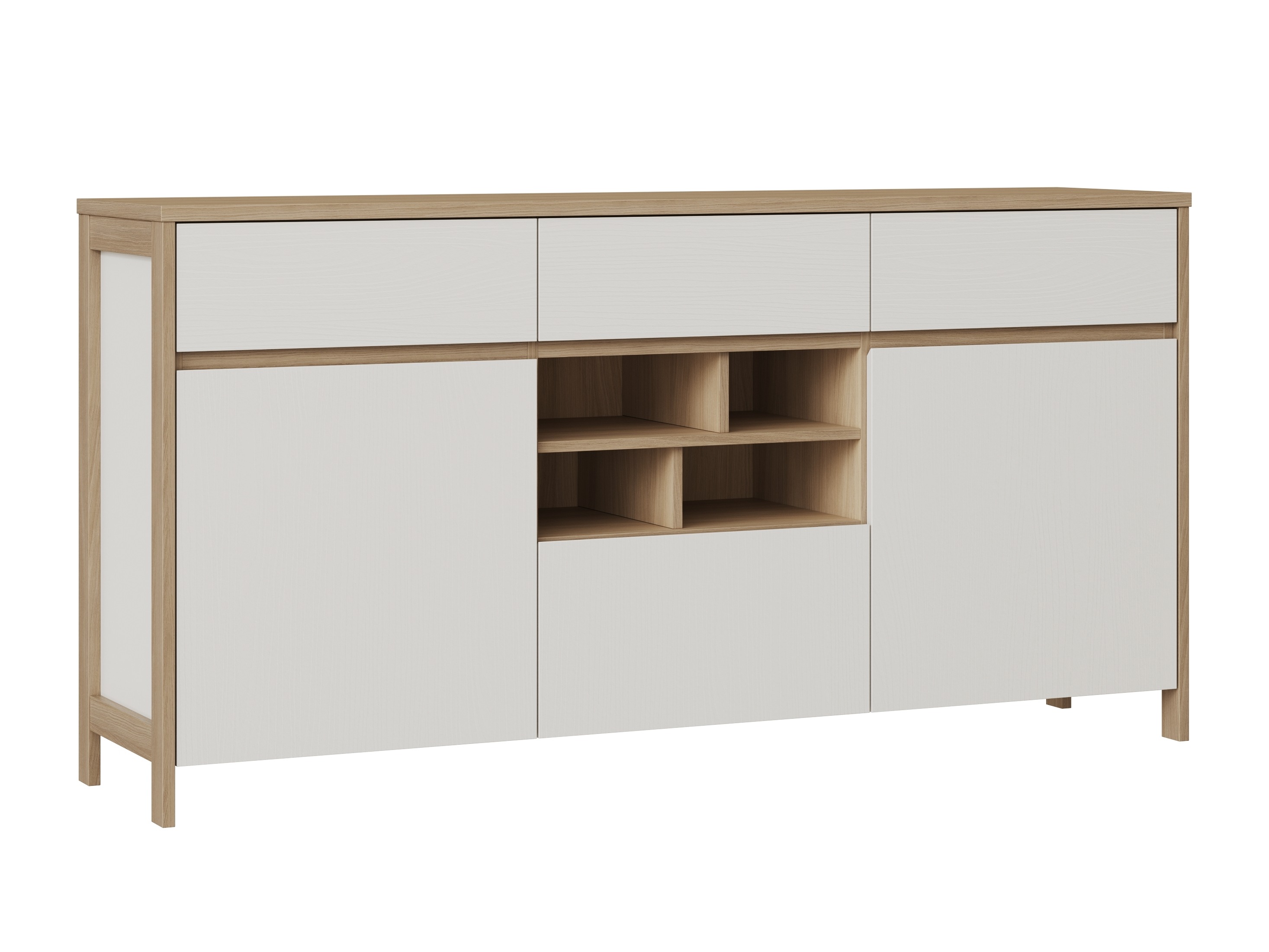 Kommoden Fermaru 104 (Weiß + Eichenholzoptik)