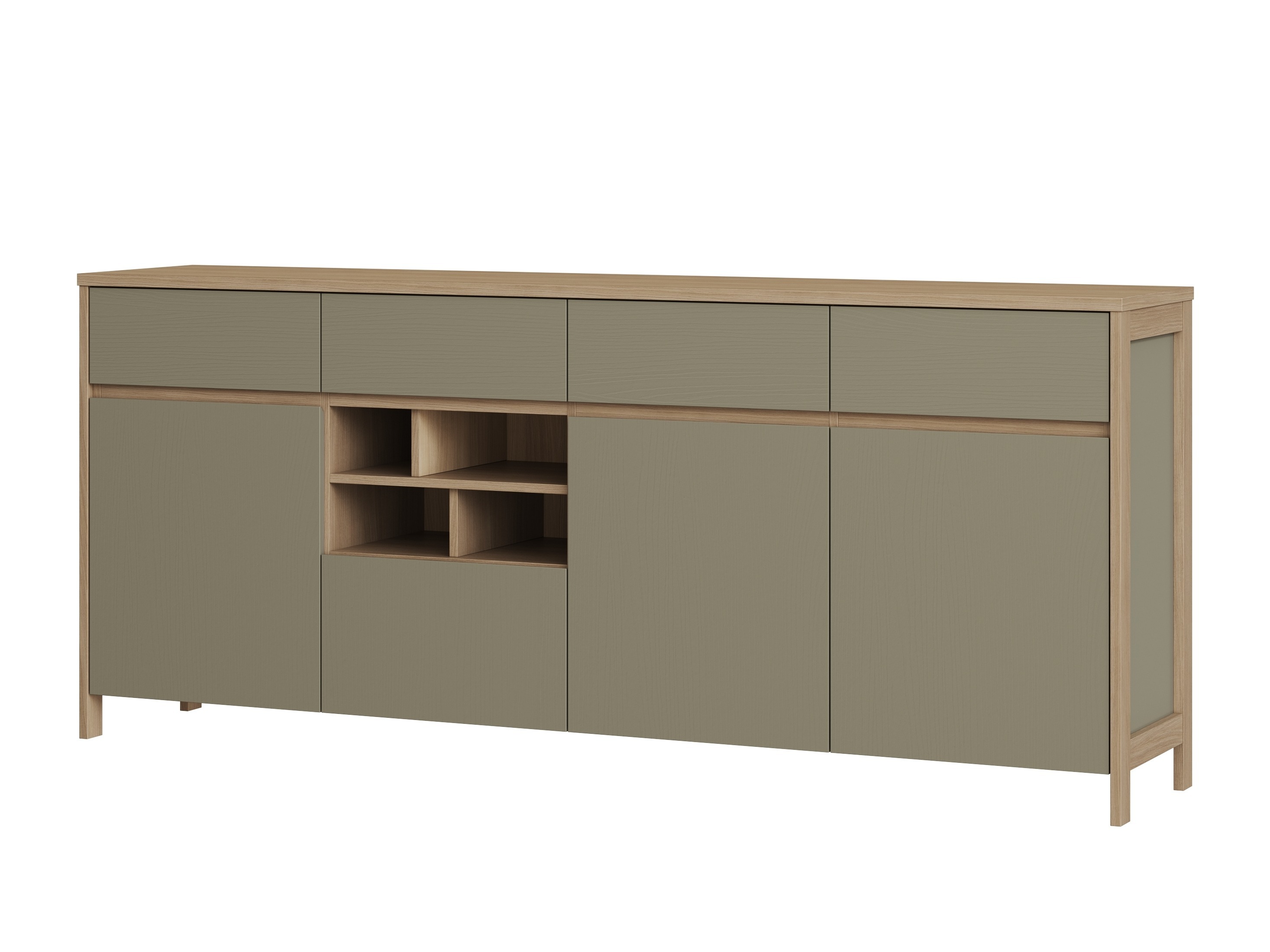 Kommoden Fermaru 105 (Staubiges Grün + Eichenholzoptik)