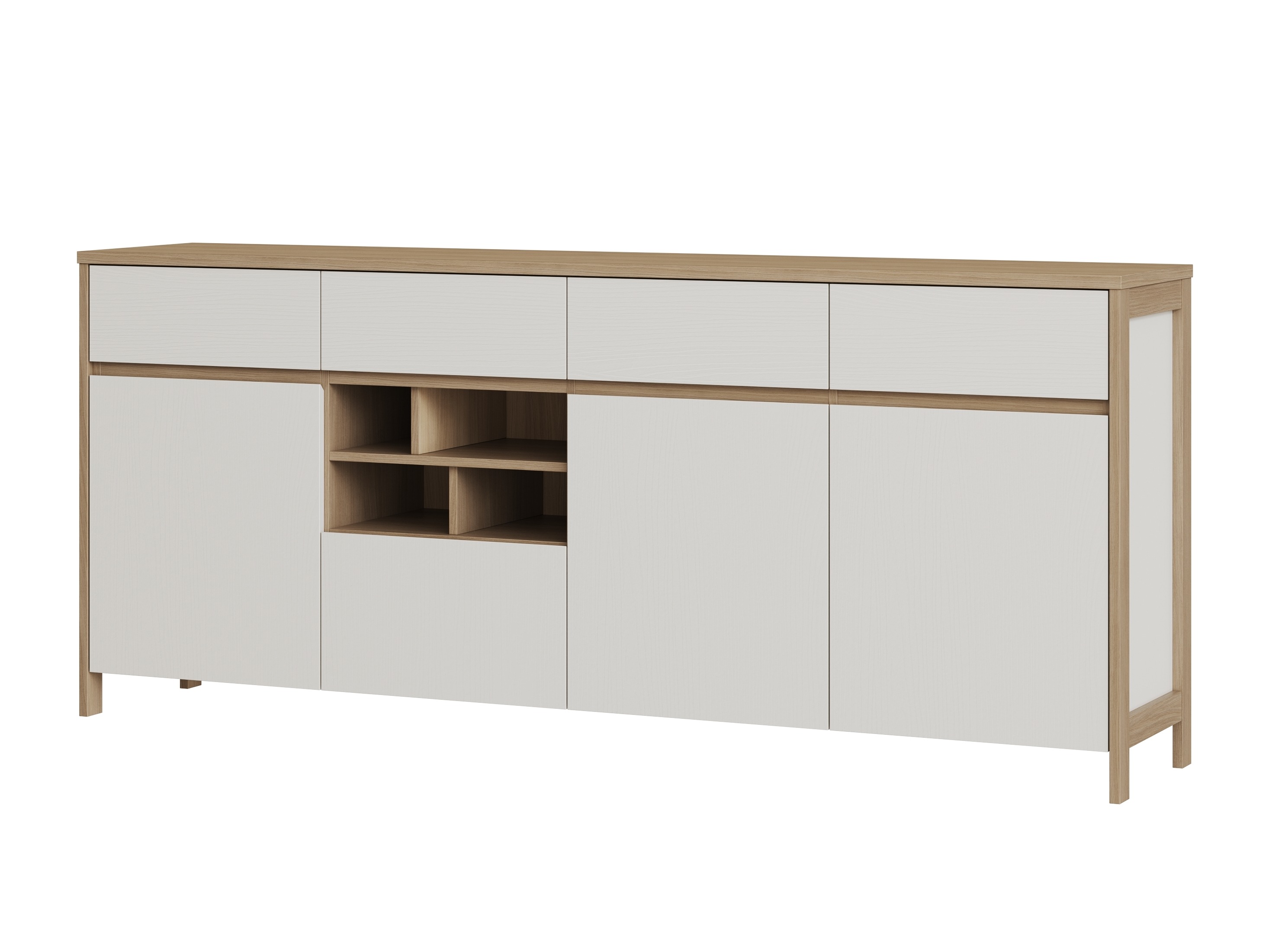 Kommoden Fermaru 105 (Weiß + Eichenholzoptik)