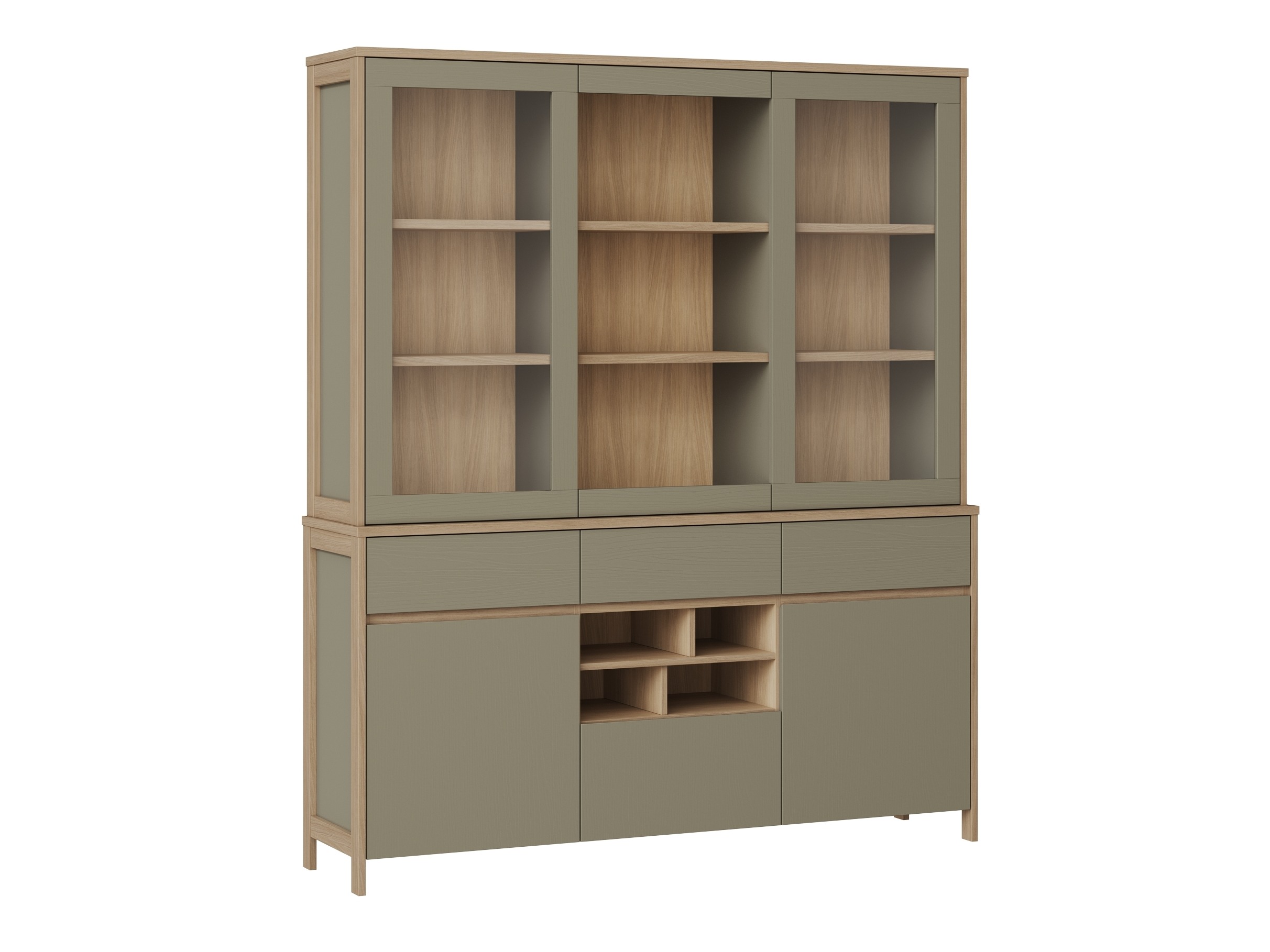 Regal Fermaru 100 (Staubiges Grün + Eichenholzoptik)