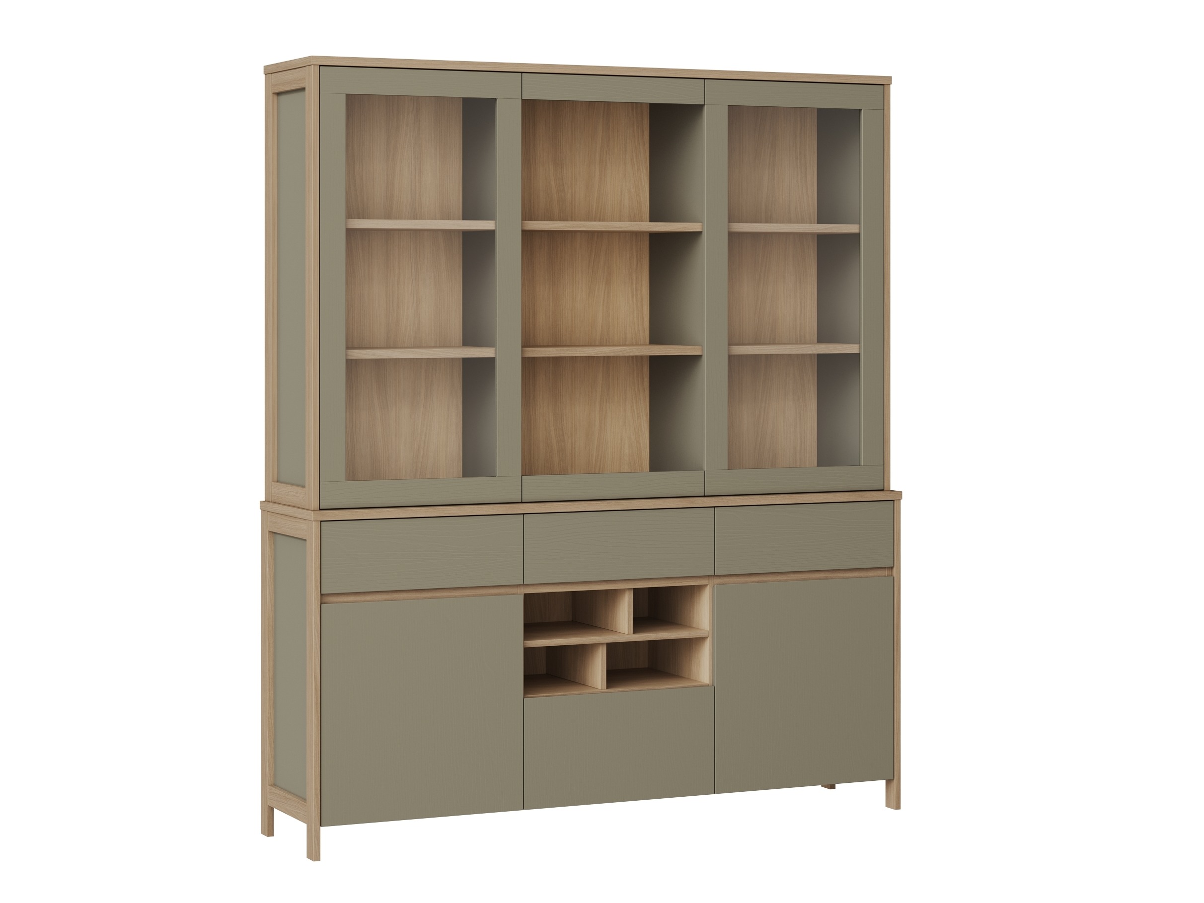 Regal Fermaru 100 (Staubiges Grün + Eichenholzoptik)