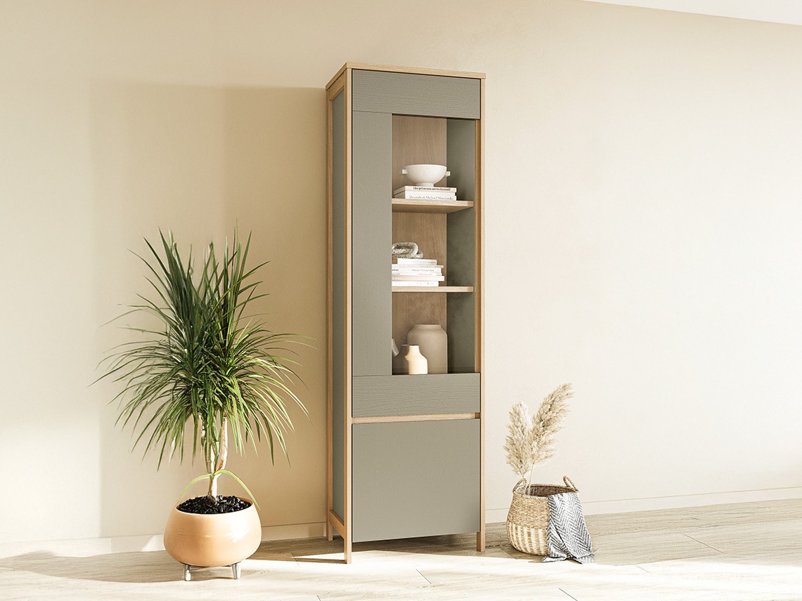 Regal Fermaru 101 (Staubiges Grün + Eichenholzoptik)