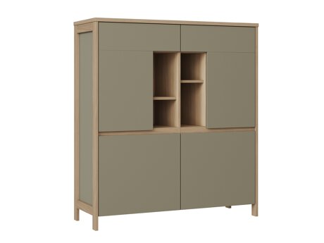 Sideboard Fermaru 106 (Staubiges Grün + Eichenholzoptik)