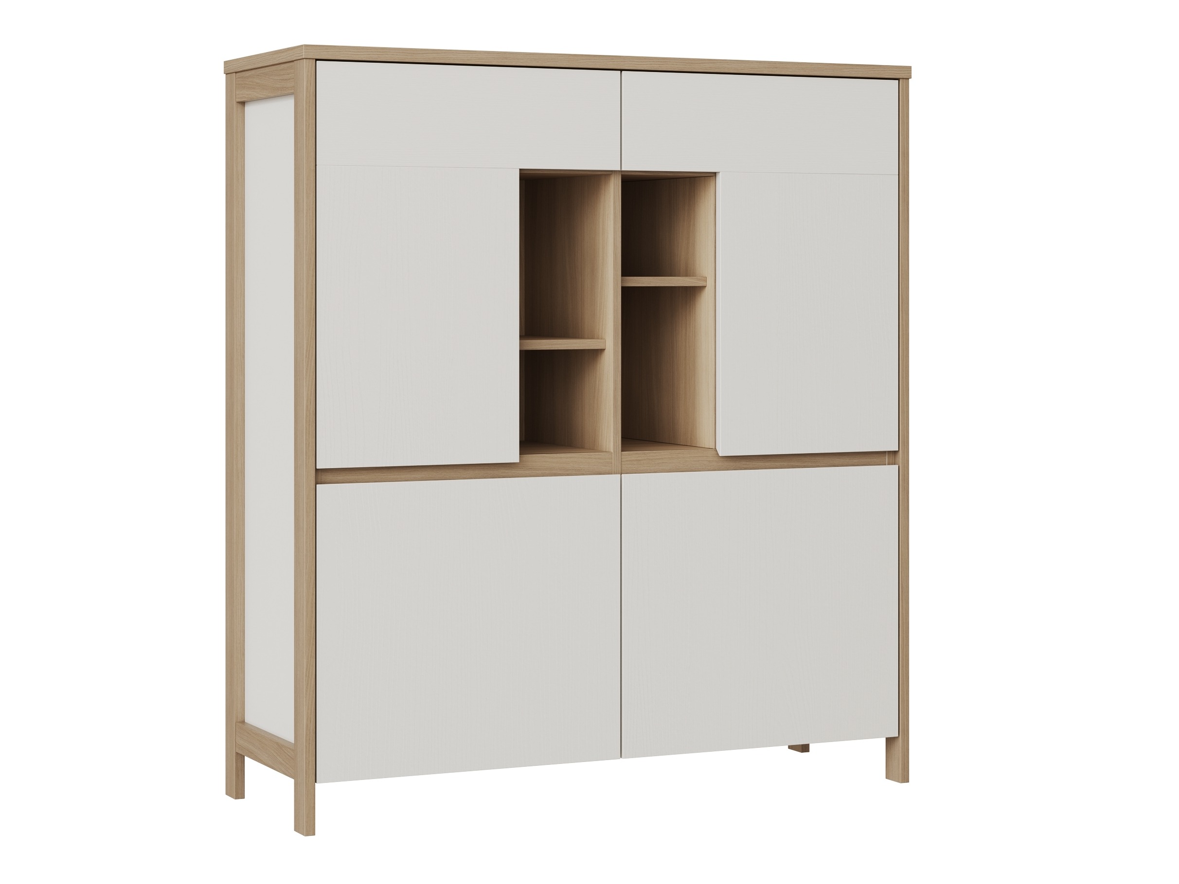 Sideboard Fermaru 106 (Weiß + Eichenholzoptik)