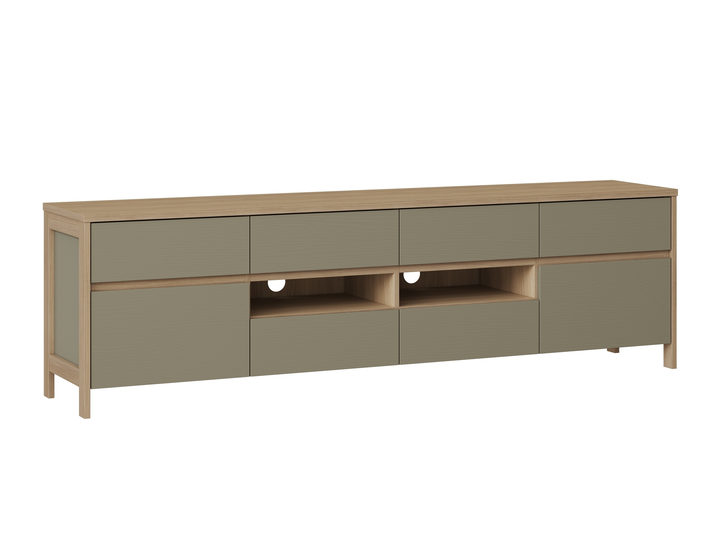 TV-Möbel Fermaru 103 (Staubiges Grün + Eichenholzoptik)