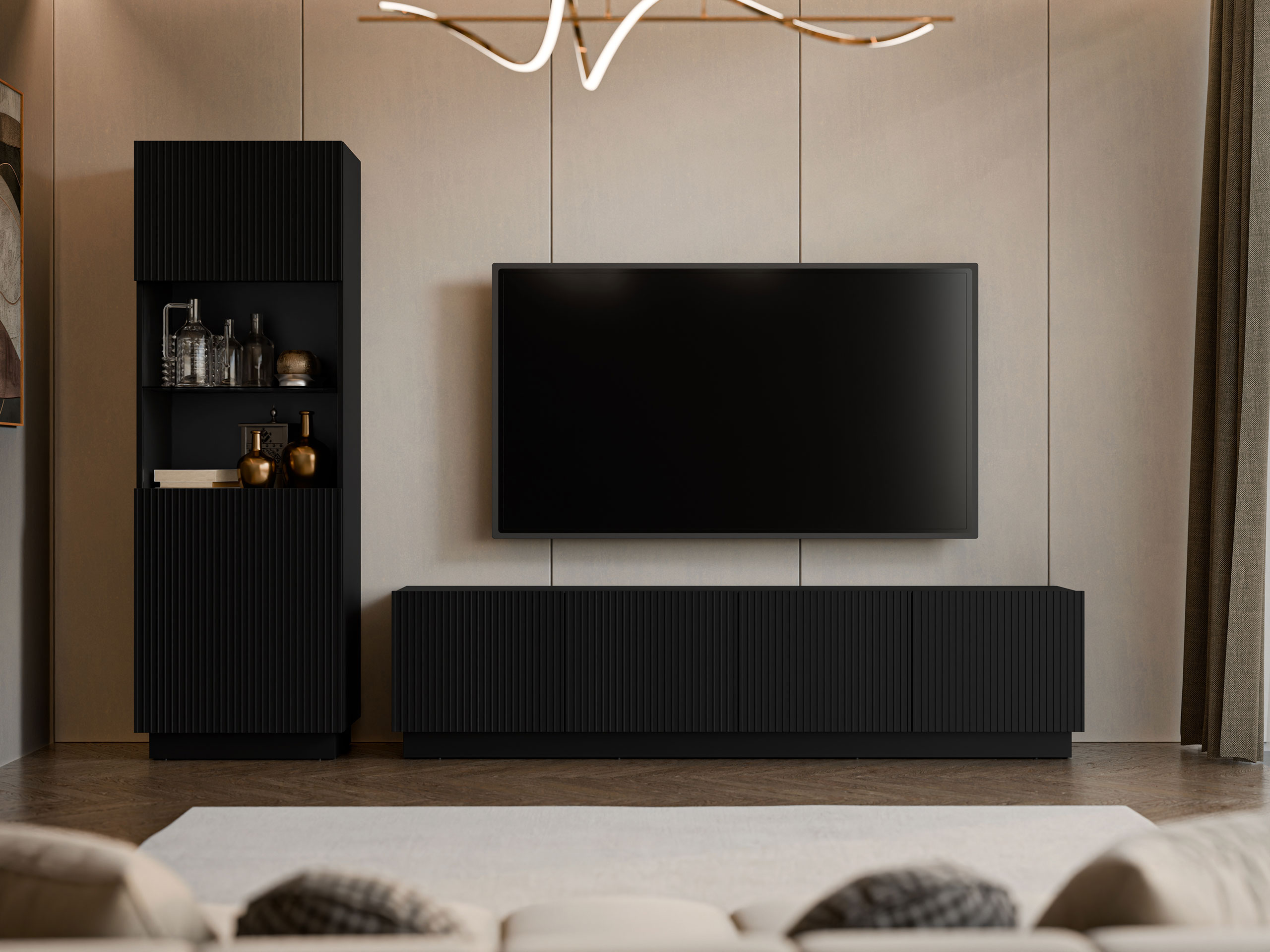 Wohnzimmer-Sets Lusonu 107 (Schwarz)