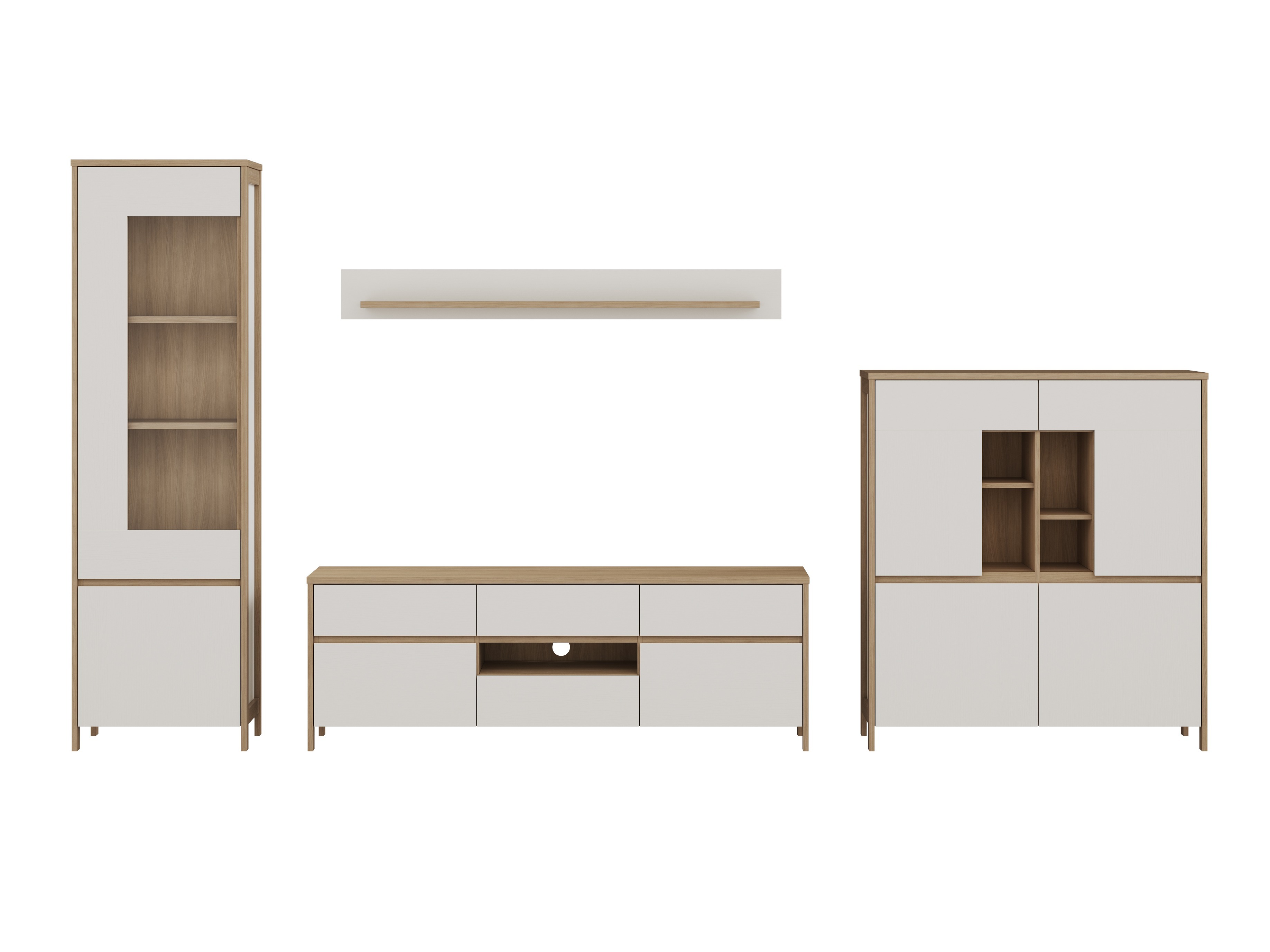 Wohnzimmer-Sets Fermaru 110 (Weiß + Eichenholzoptik)