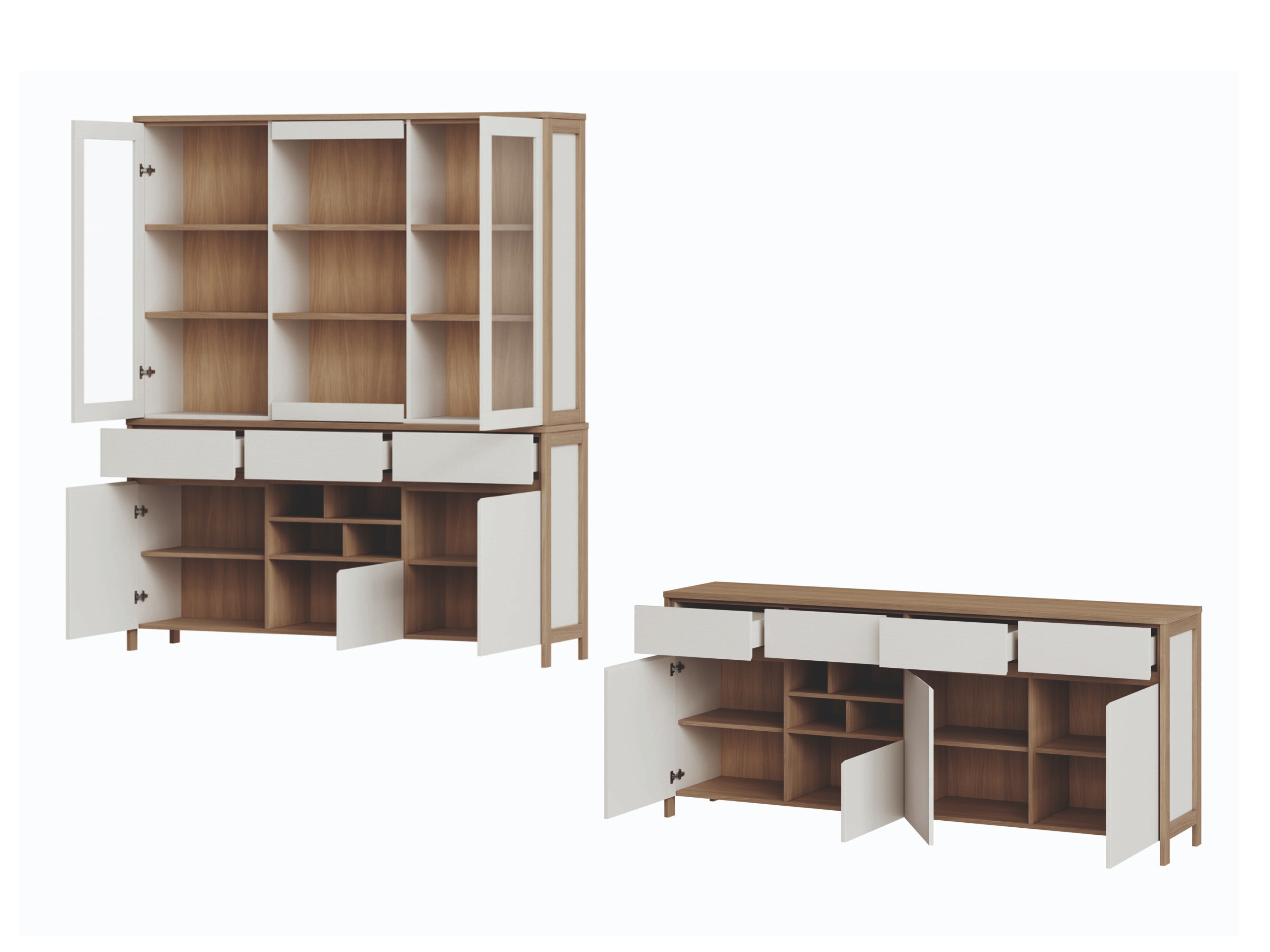 Möbel-Set Fermaru 114 (Weiß + Eichenholzoptik)