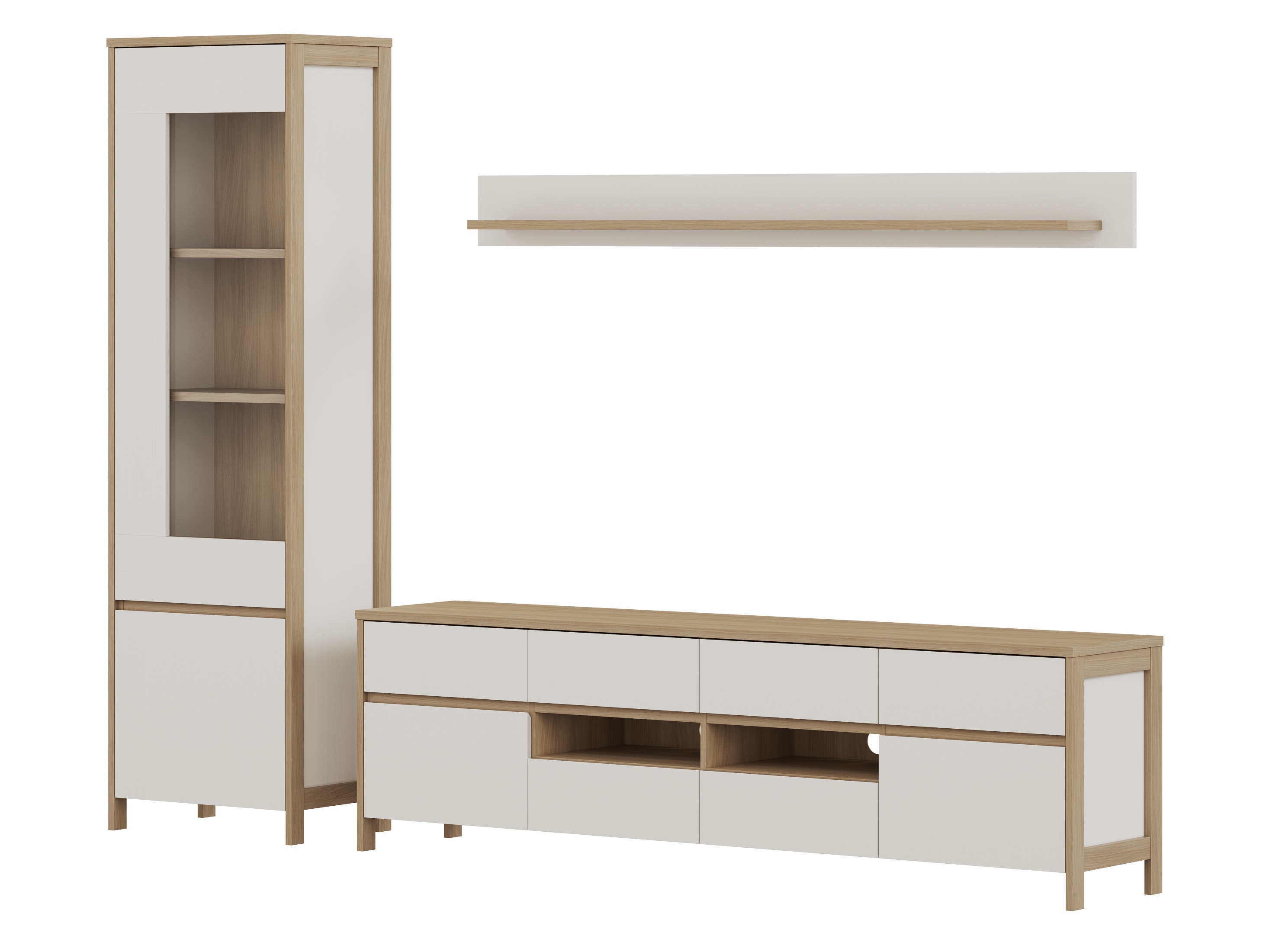 Wohnzimmer-Sets Fermaru 113 (Weiß + Eichenholzoptik)