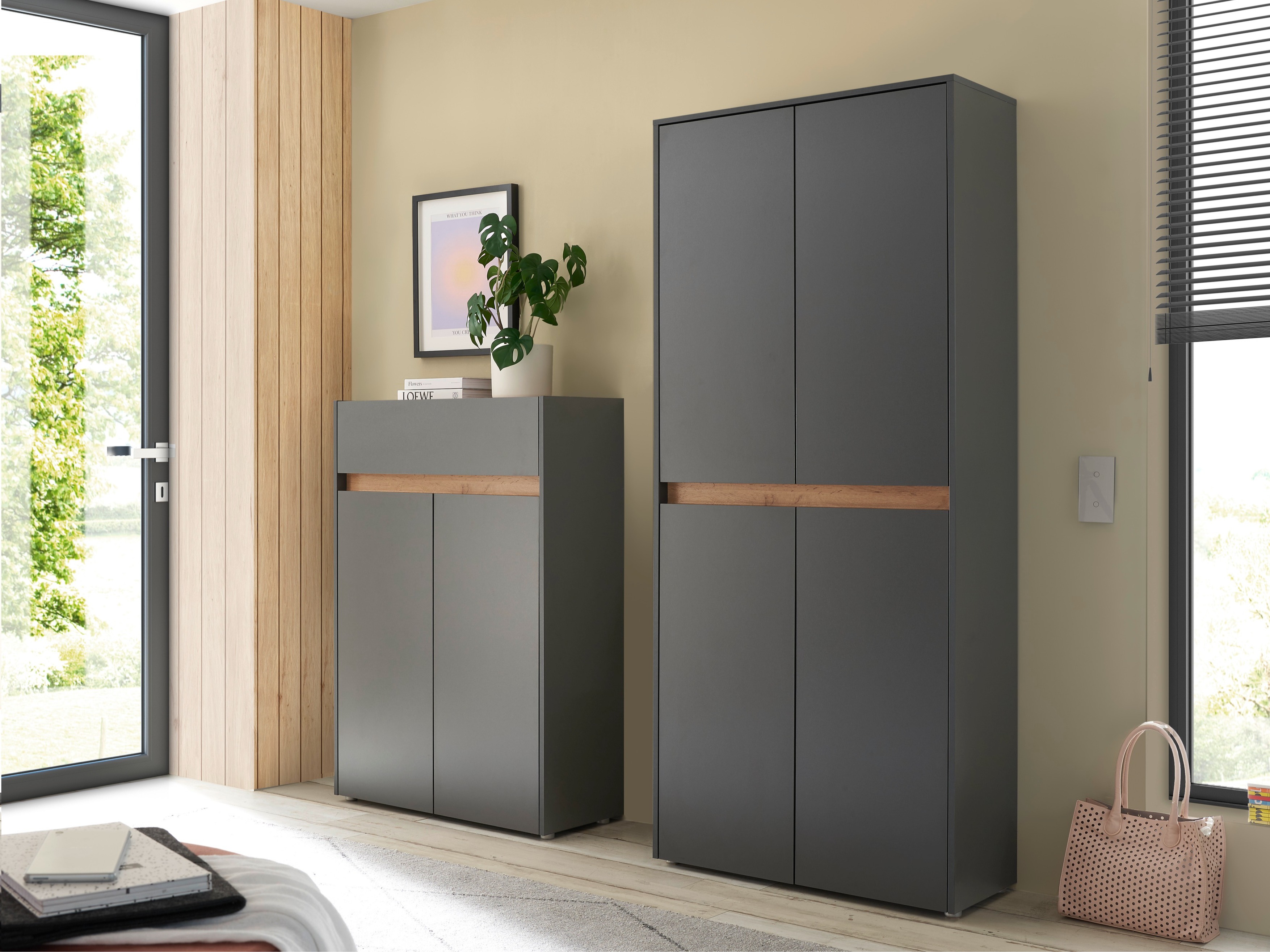 Flurgarnitur Elbsori 175 (Anthrazit + Wotan Eiche)