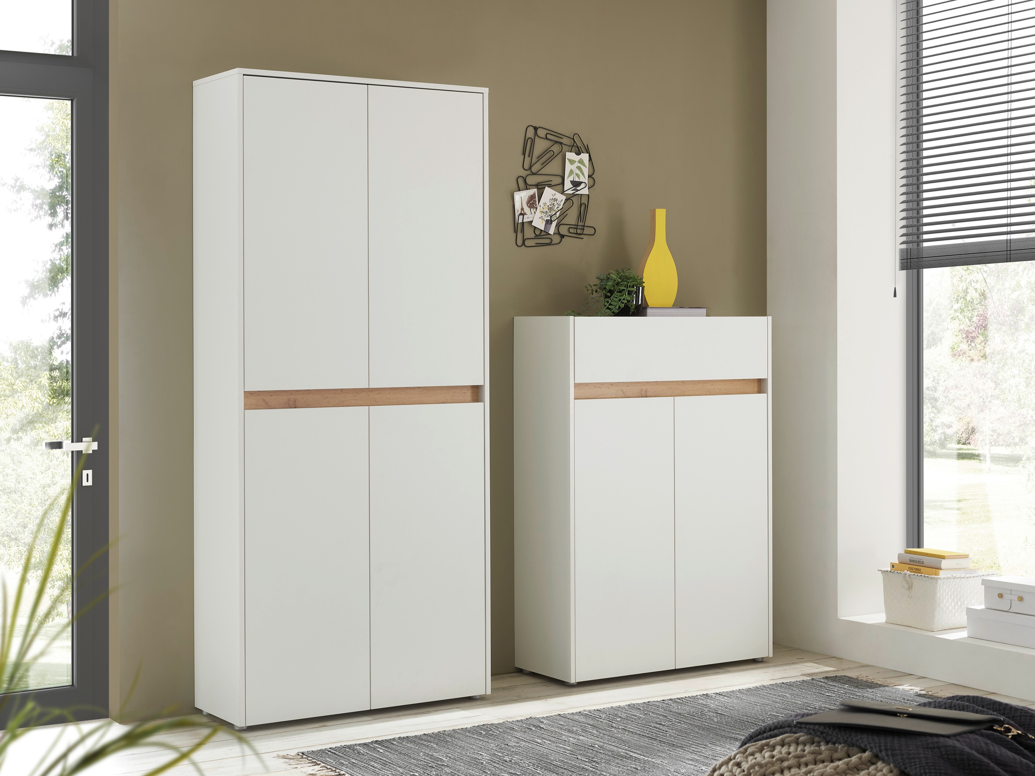 Flurgarnitur Elbsori 175 (Weiß + Wotan Eiche)